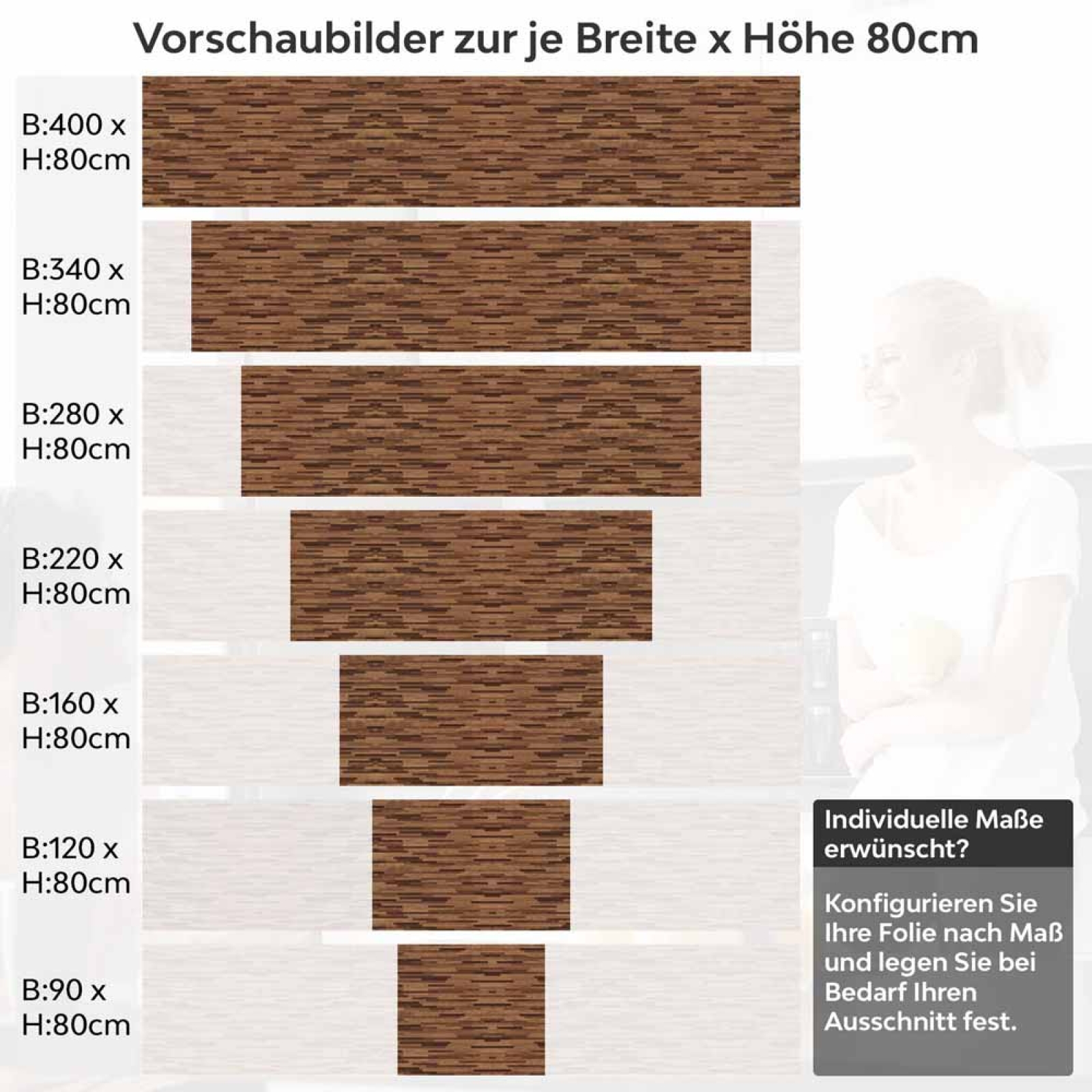 Küchenrückwand Folie Holz Wandpaneele Höhe 80cm