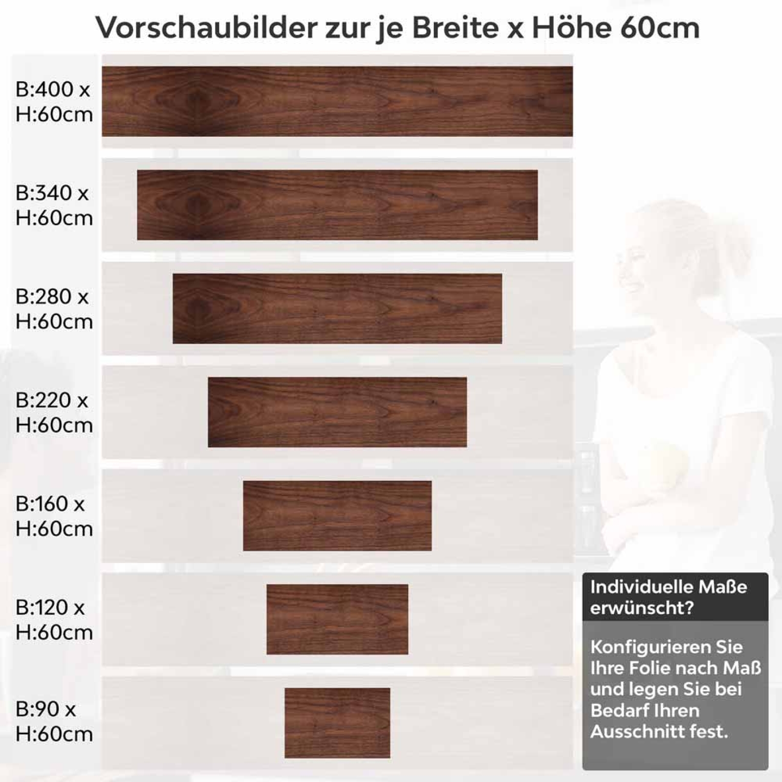 Küchenrückwand Folie Holzstruktur Höhe 60cm