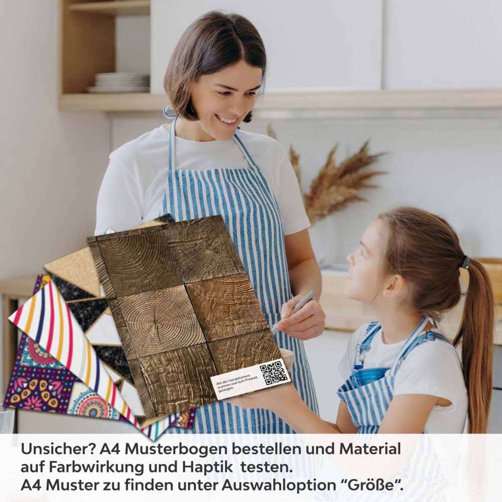 Küchenrückwand Folie Holzblock Mosaik Optik A4 Muster