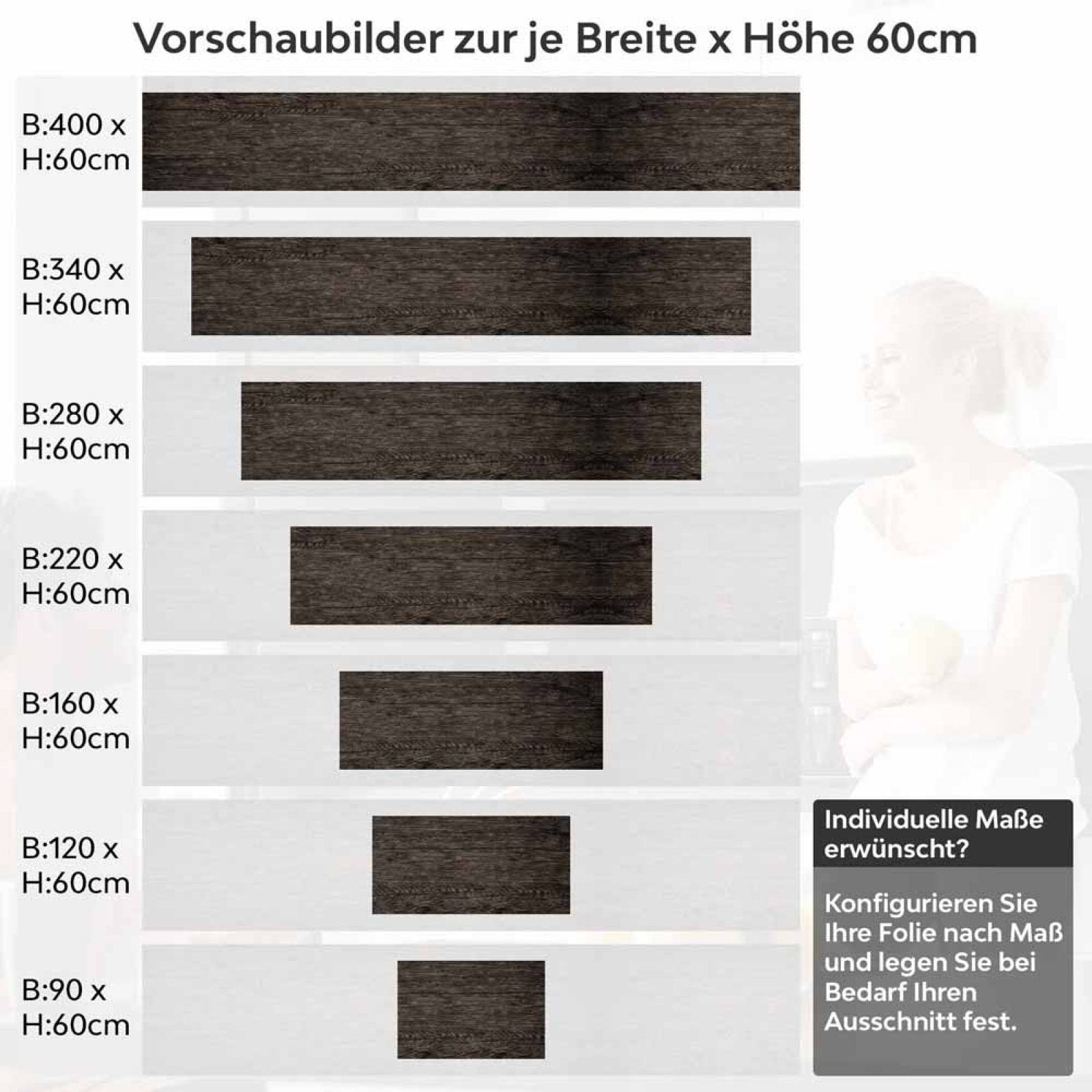Küchenrückwand Folie Antikholz Höhe 60cm