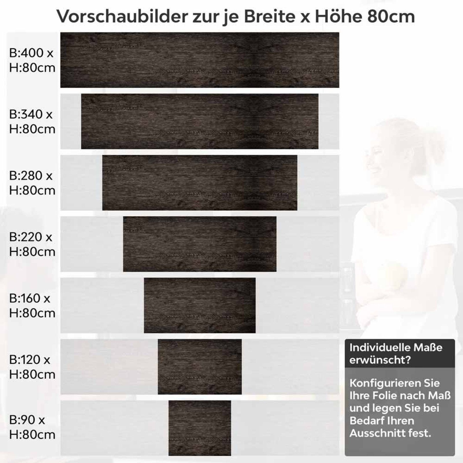Küchenrückwand Folie Antikholz Höhe 80cm