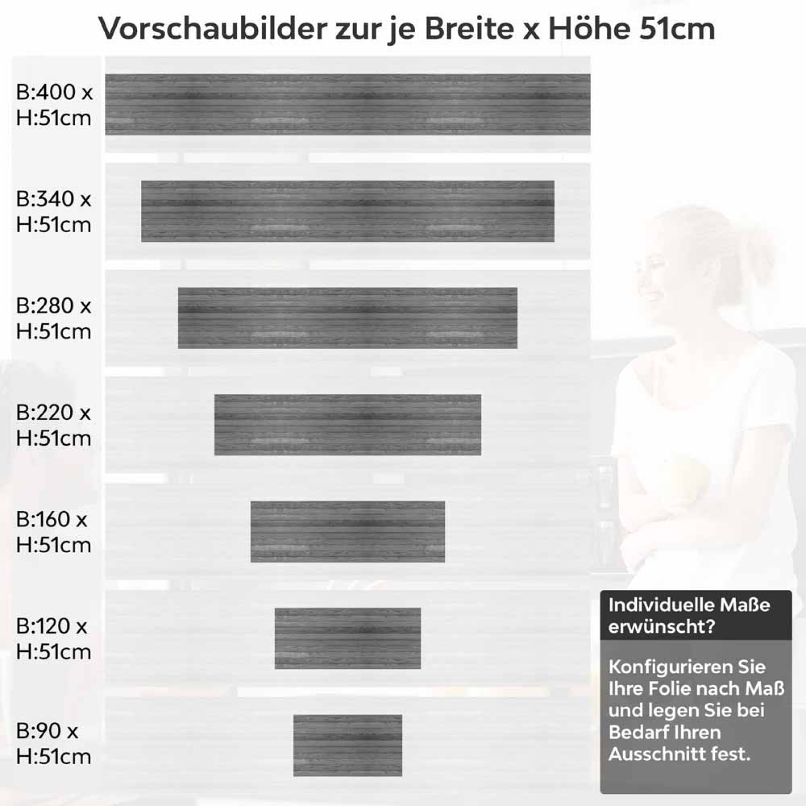 Küchenrückwand Folie elegante graue Holzimitation Höhe 51cm