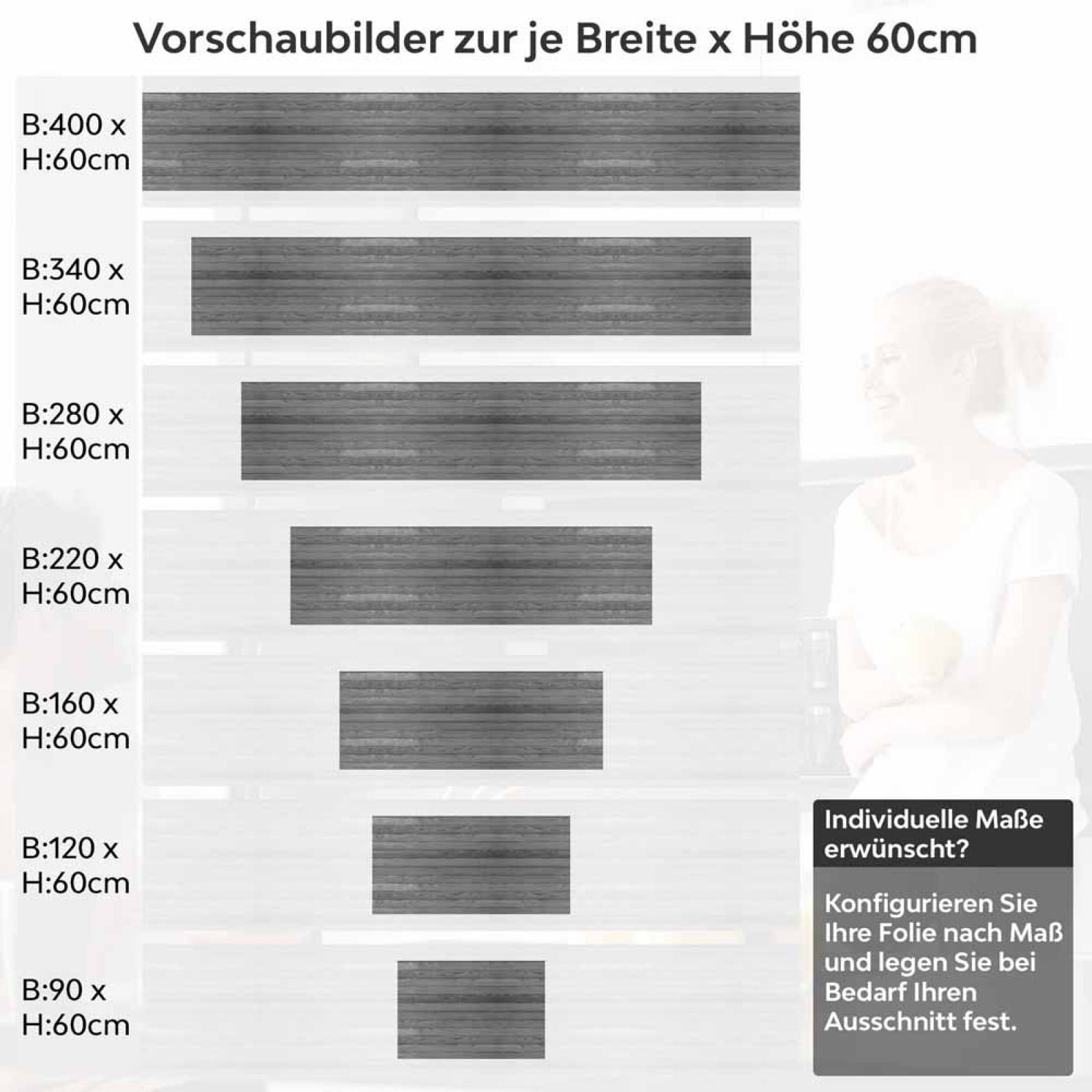 Küchenrückwand Folie elegante graue Holzimitation Höhe 60cm