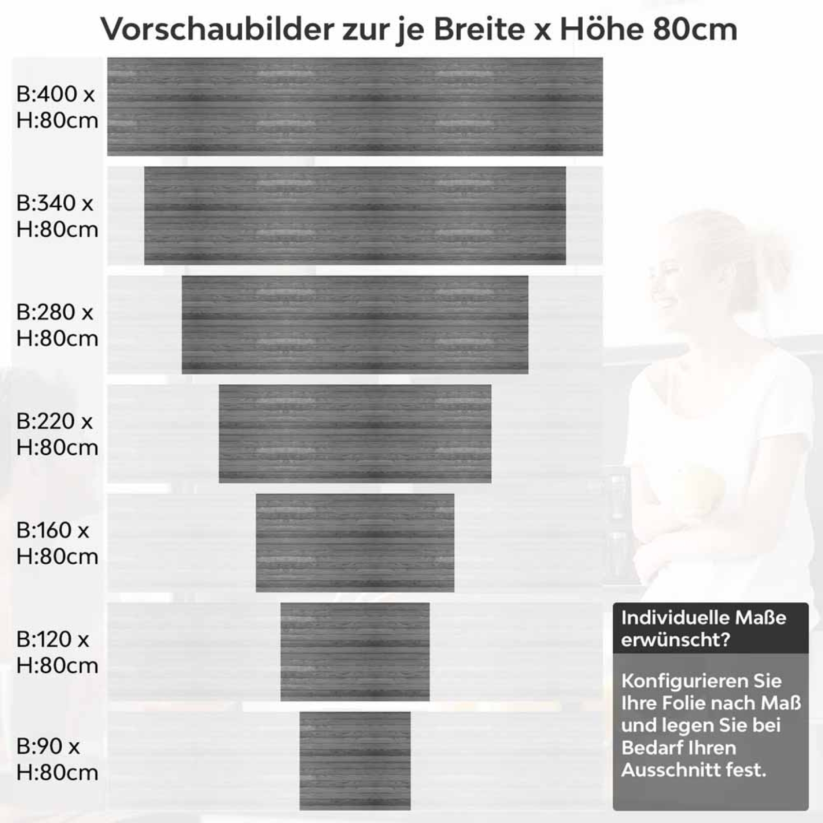 Küchenrückwand Folie elegante graue Holzimitation Höhe 80cm