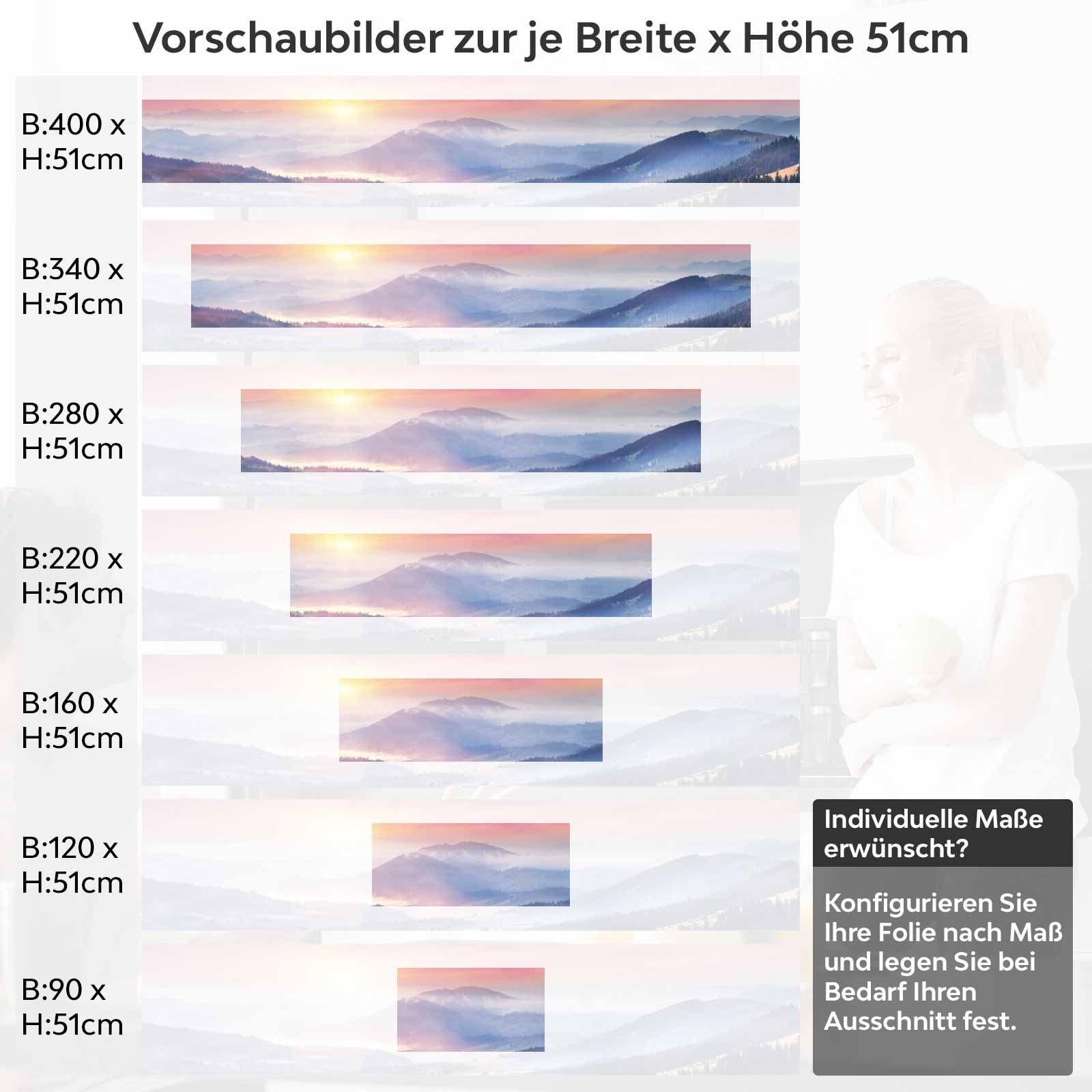 Küchenrückwand Folie morgentlicher Blick Variantenauswahl Vorschaubild Höhe 51cm