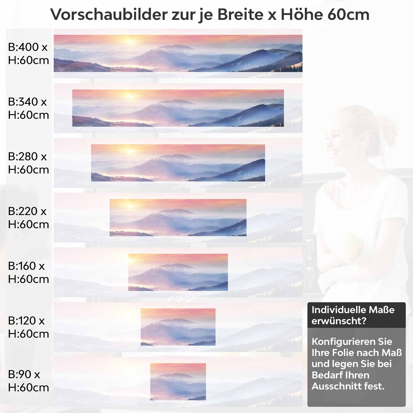 Küchenrückwand Folie morgentlicher Blick Variantenauswahl Vorschaubild Höhe 60cm