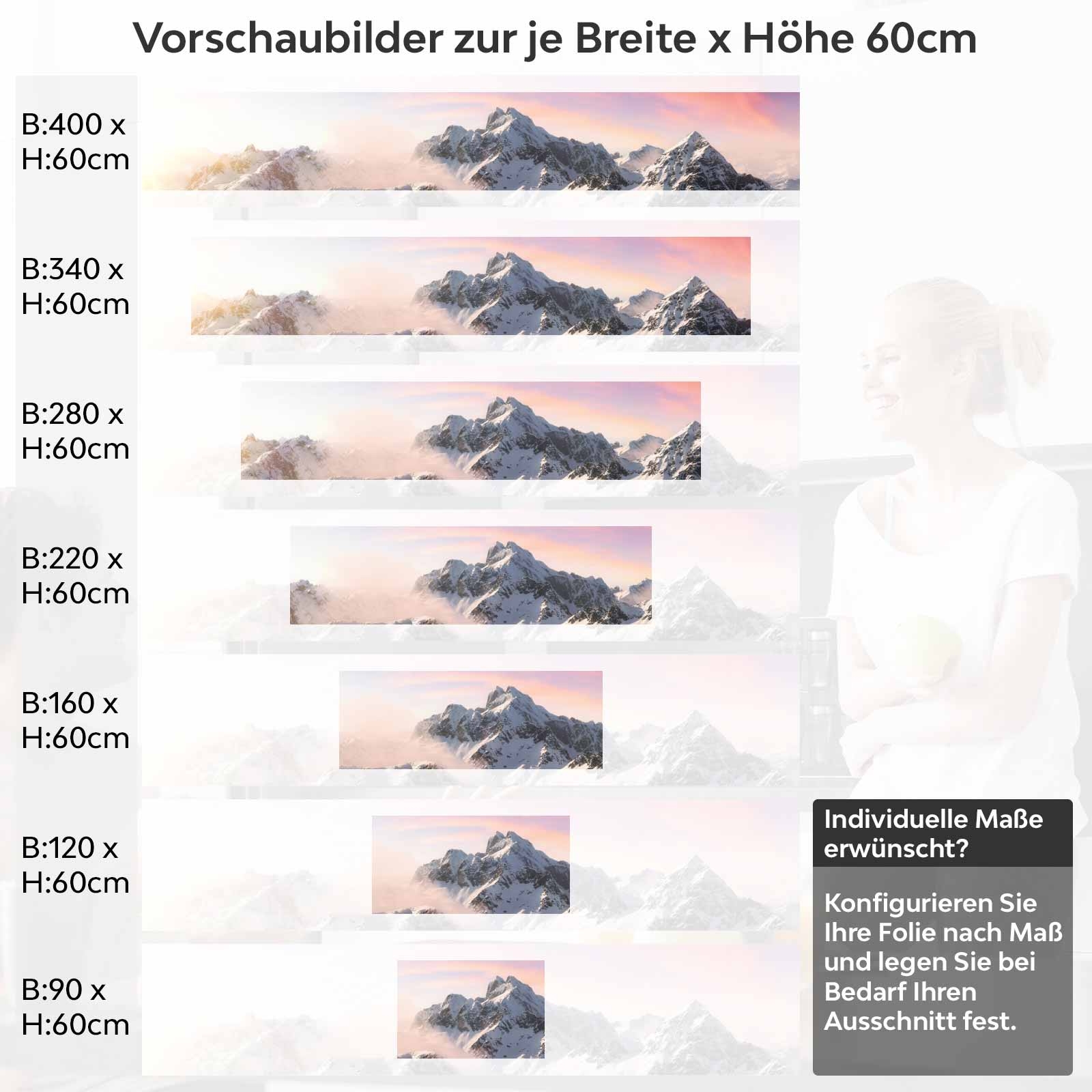 Küchenrückwand Folie verschneite Bergspitze Variantenauswahl Vorschaubild Höhe 60cm
