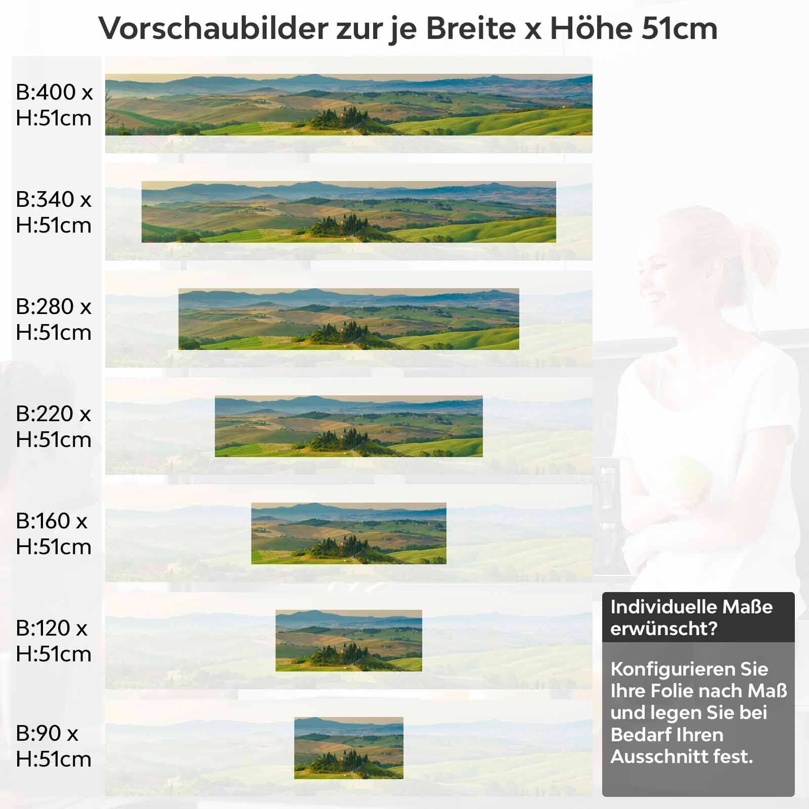 Küchenrückwand Folie harmonische Hügel Variantenauswahl Vorschaubild Höhe 51cm