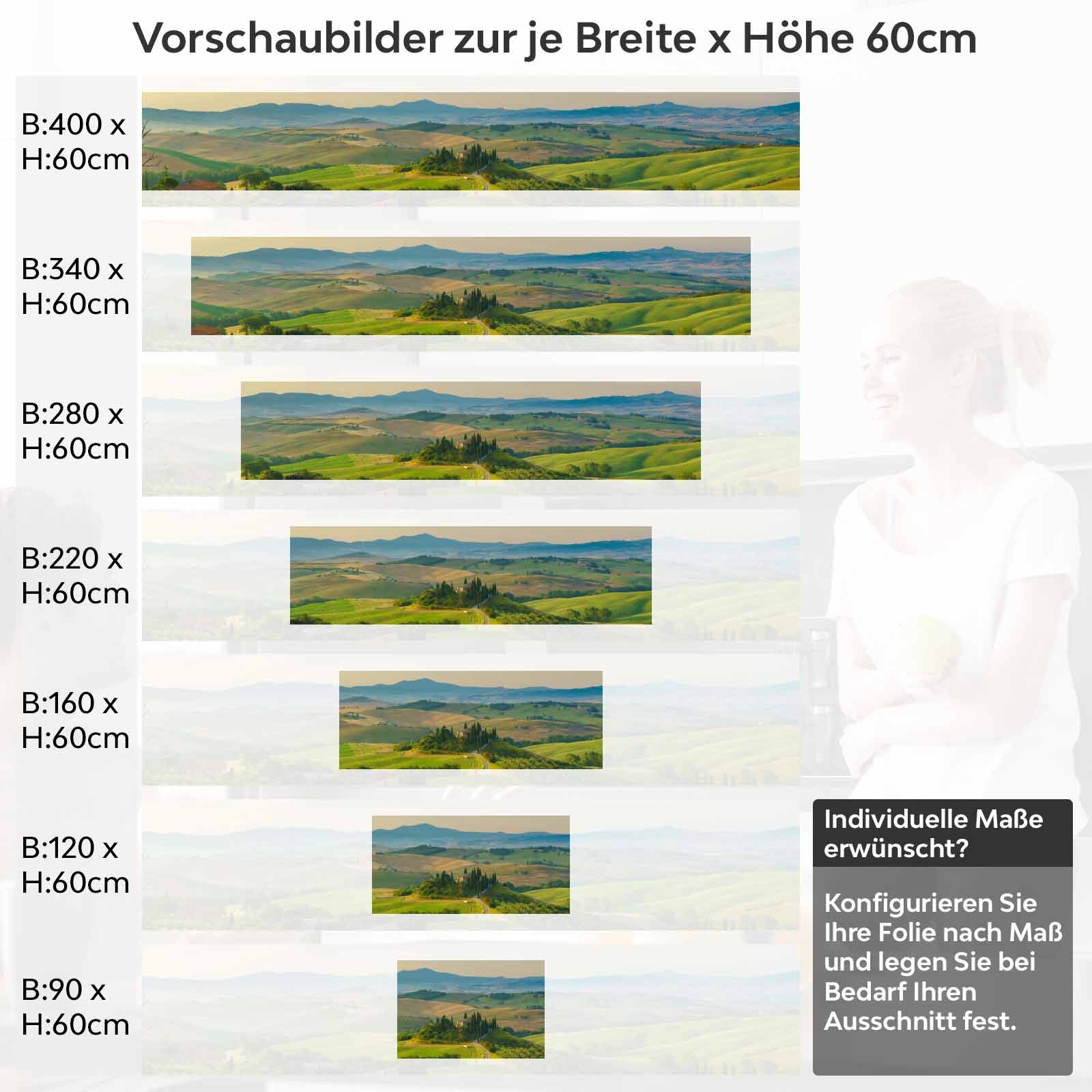 Küchenrückwand Folie harmonische Hügel Variantenauswahl Vorschaubild Höhe 60cm
