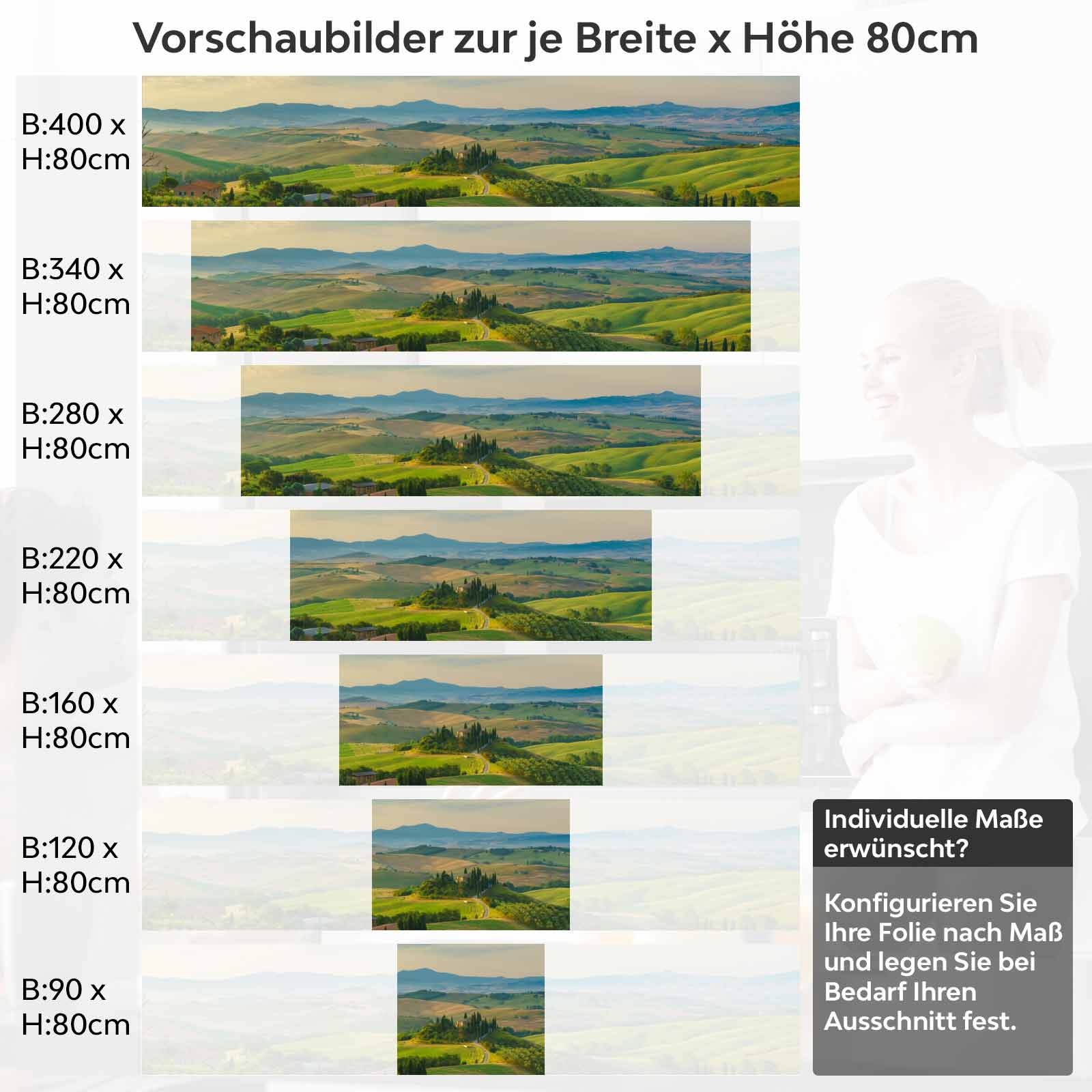 Küchenrückwand Folie harmonische Hügel Variantenauswahl Vorschaubild Höhe 80cm