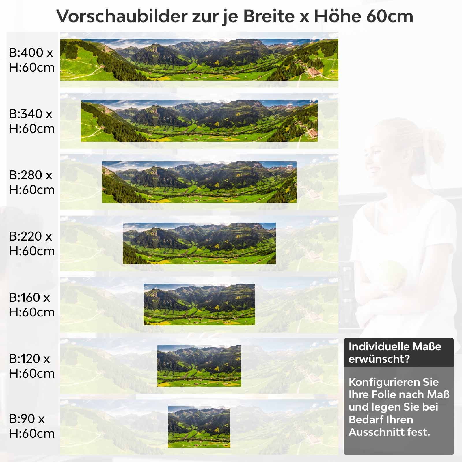 Küchenrückwand Folie grüne Weite & Wanderwege Höhe 60cm
