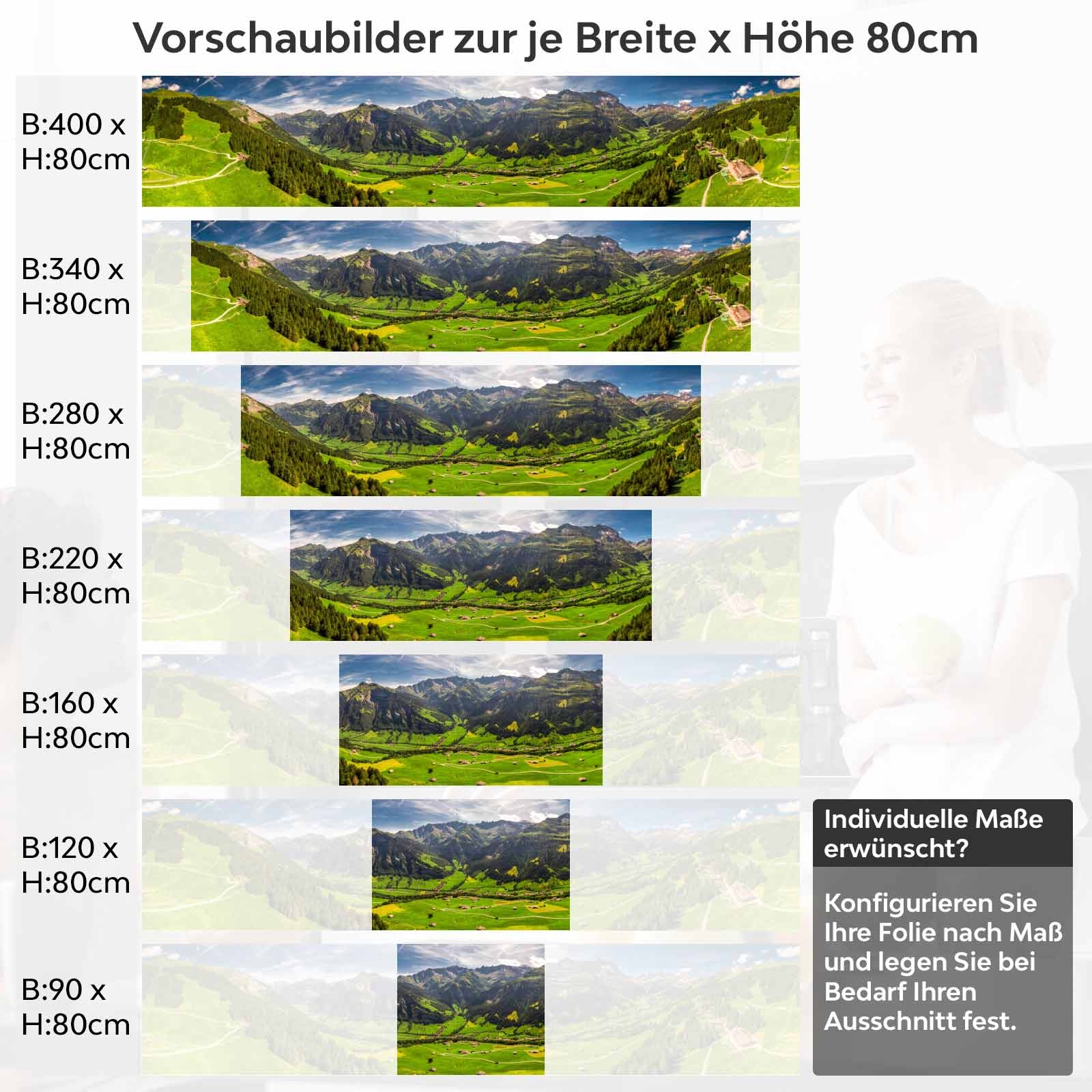 Küchenrückwand Folie grüne Weite & Wanderwege Höhe 80cm