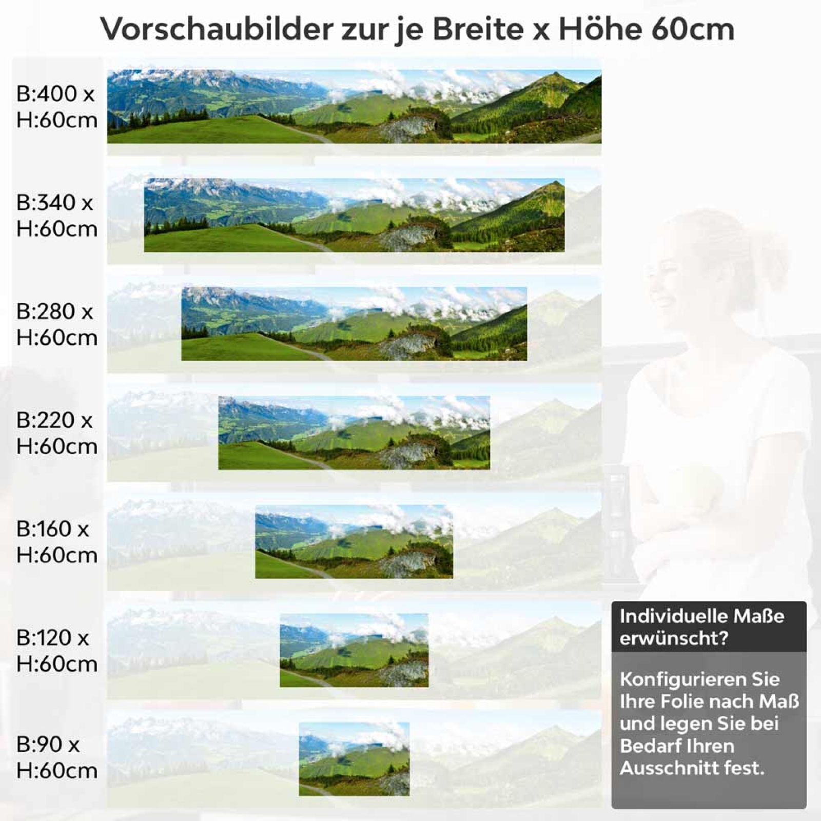 Küchenrückwand Folie – Pfad zur Bergidylle Höhe 60cm