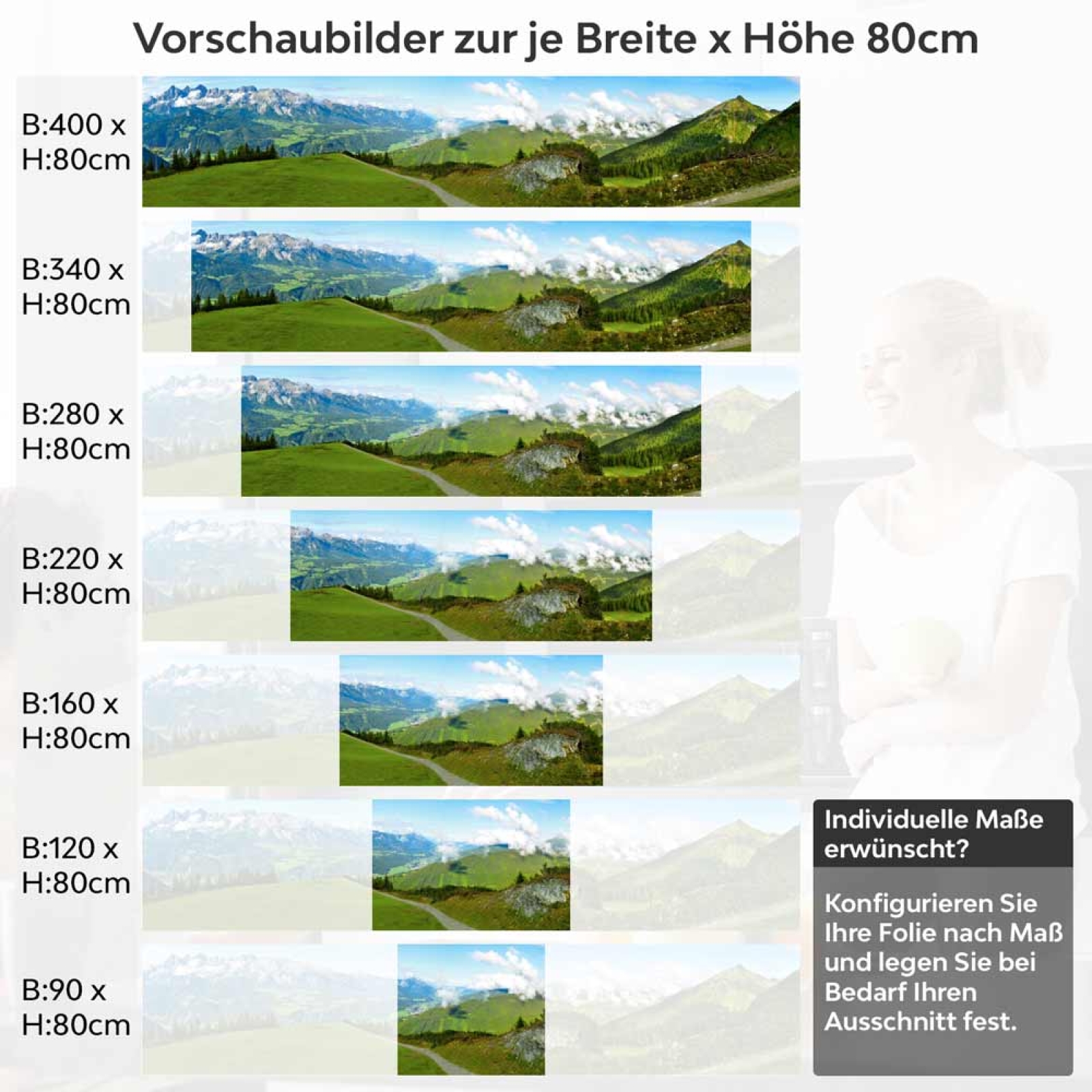 Küchenrückwand Folie – Pfad zur Bergidylle Höhe 80cm
