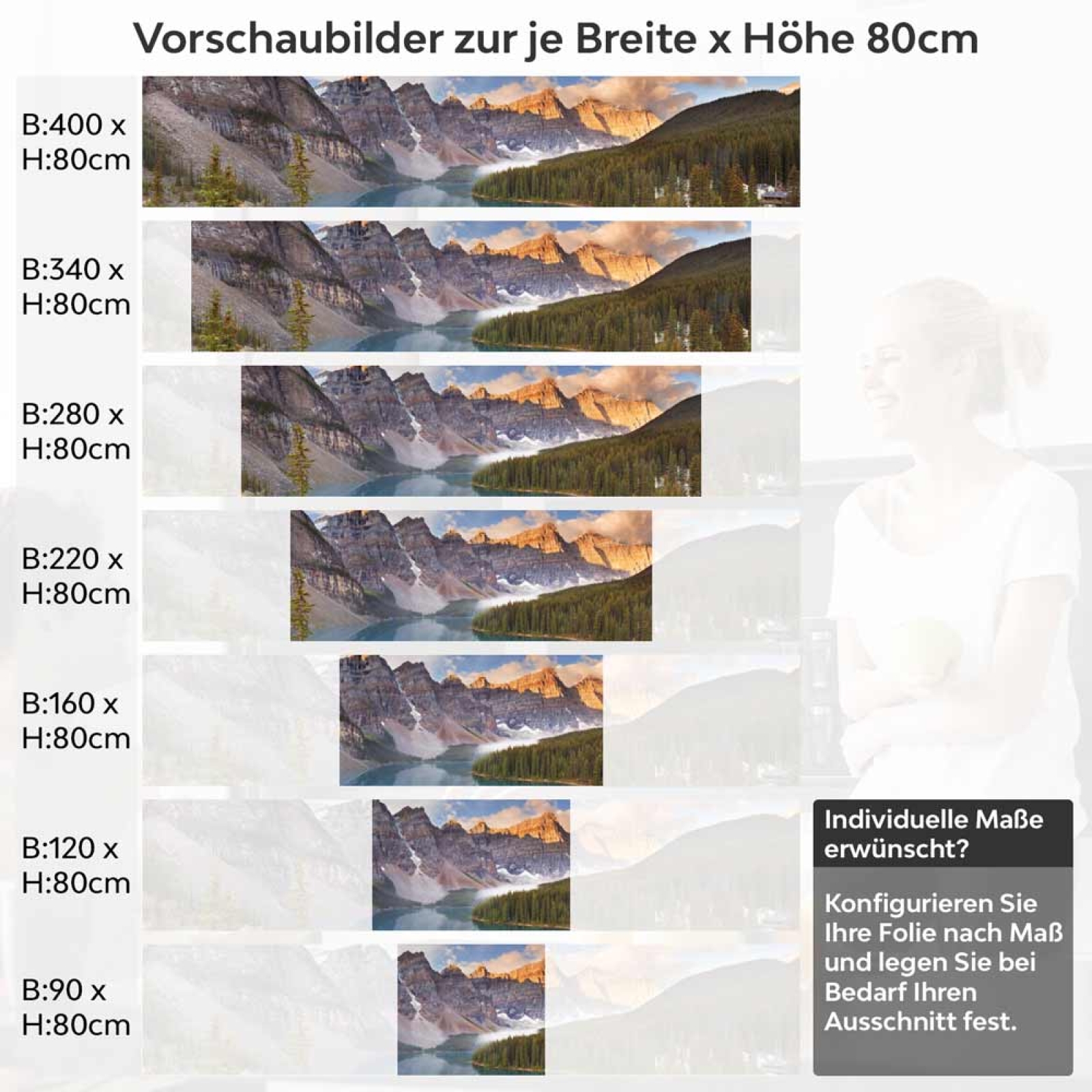 Küchenrückwand Folie Gebirgspanorama, Fluss & Fichtenwald Höhe 80cm