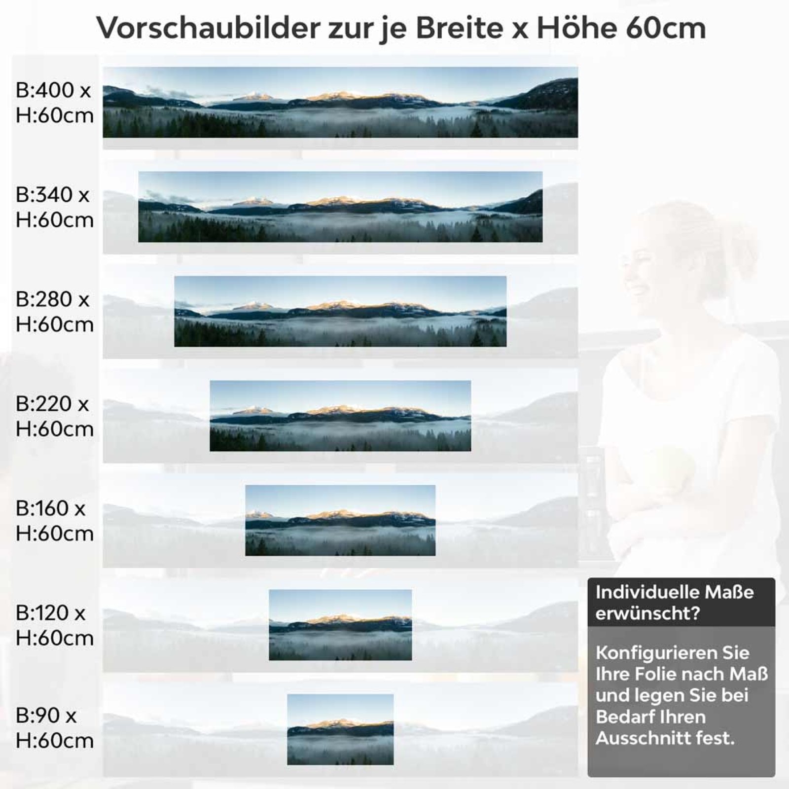 Küchenrückwand Folie Nebelwald & Berglandschaft Höhe 60cm