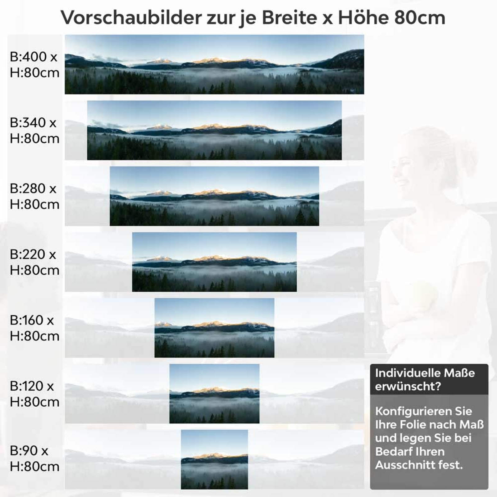 Küchenrückwand Folie Nebelwald & Berglandschaft Höhe 80cm