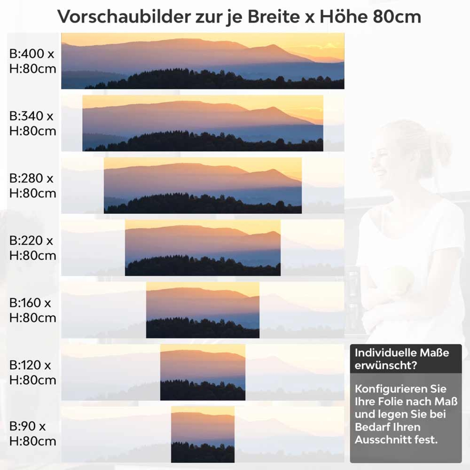 Küchenrückwand Folie Dämmerlandschaft Höhe 80cm