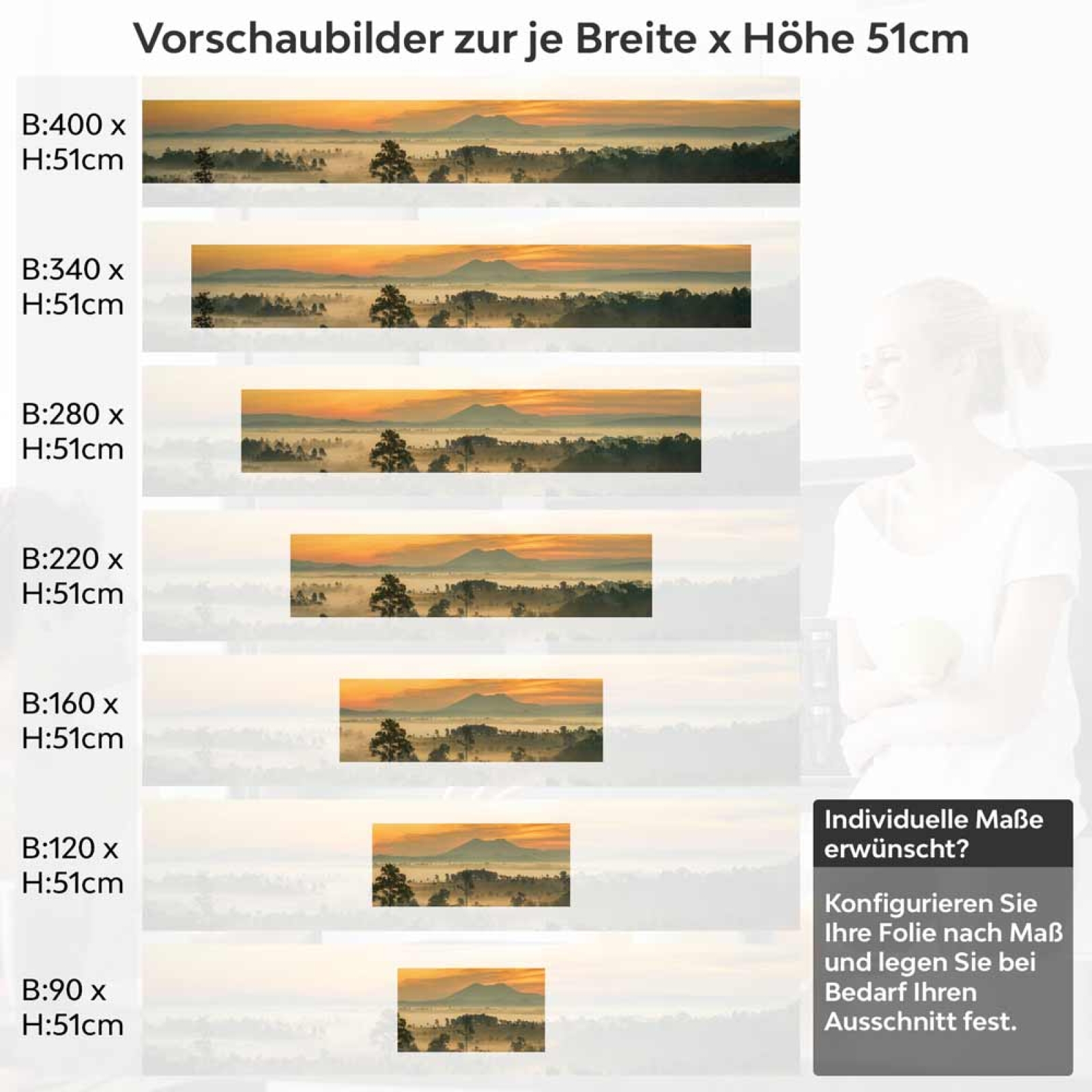 Küchenrückwand Folie sanfte Dämmerung Höhe 51cm