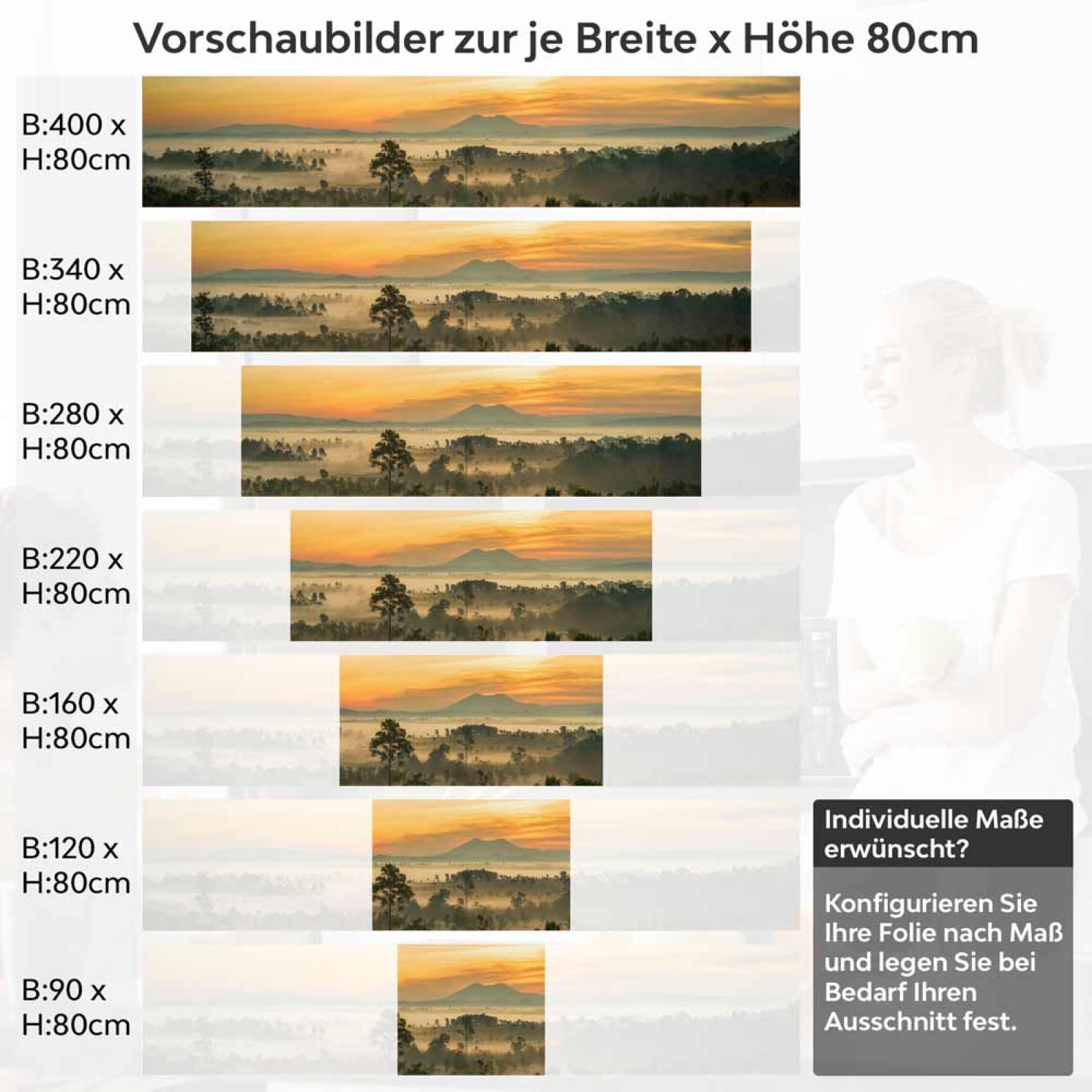 Küchenrückwand Folie sanfte Dämmerung Höhe 80cm