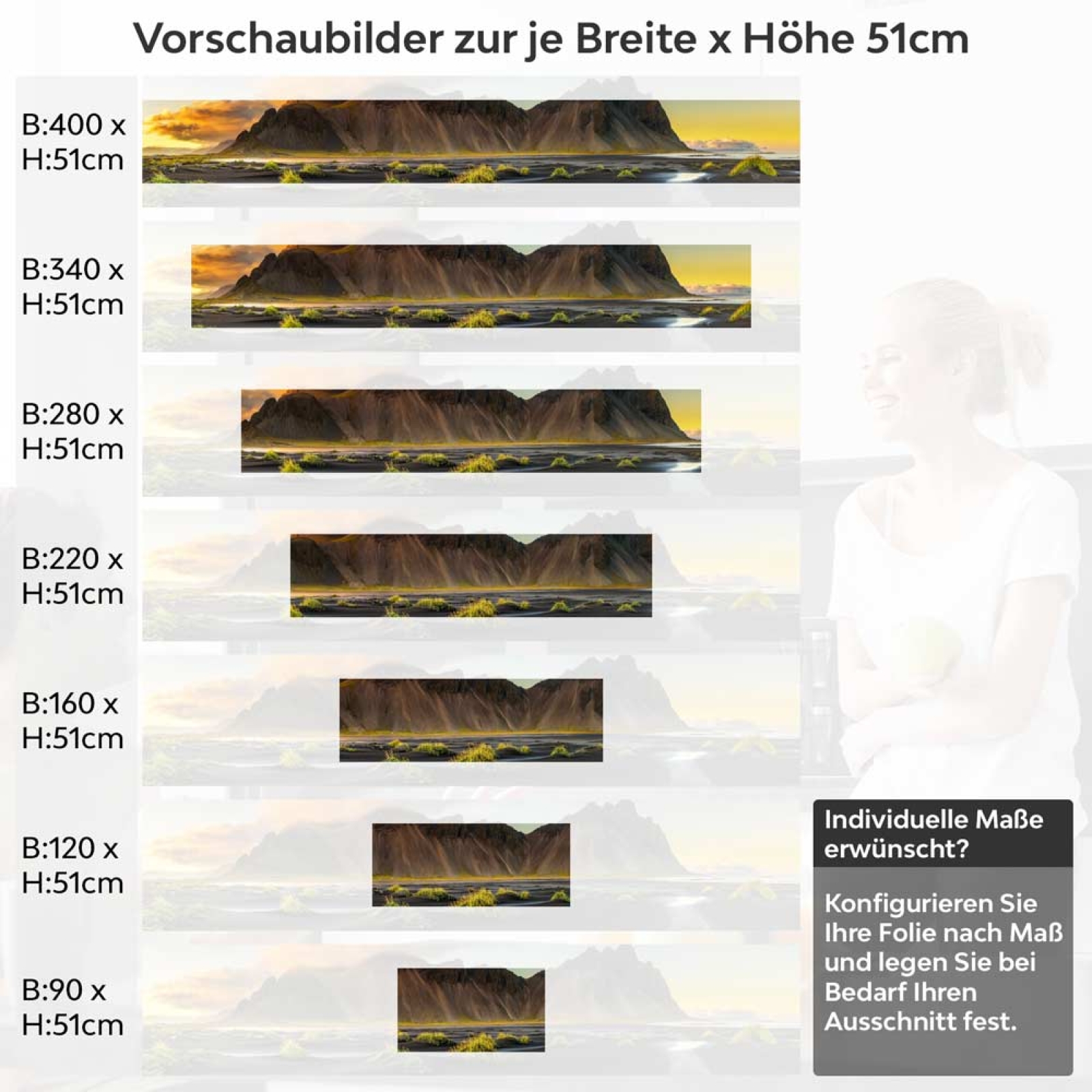 Küchenrückwand Folie Vulkanstrand Höhe 51cm