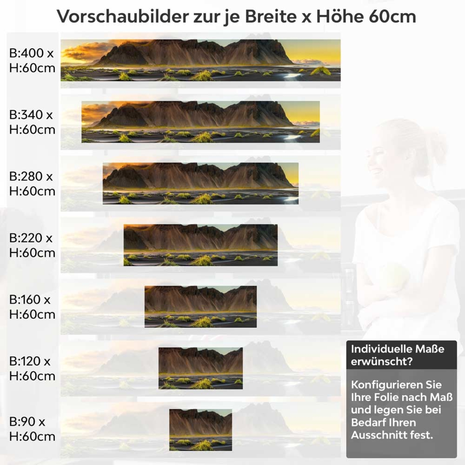 Küchenrückwand Folie Vulkanstrand Höhe 60cm