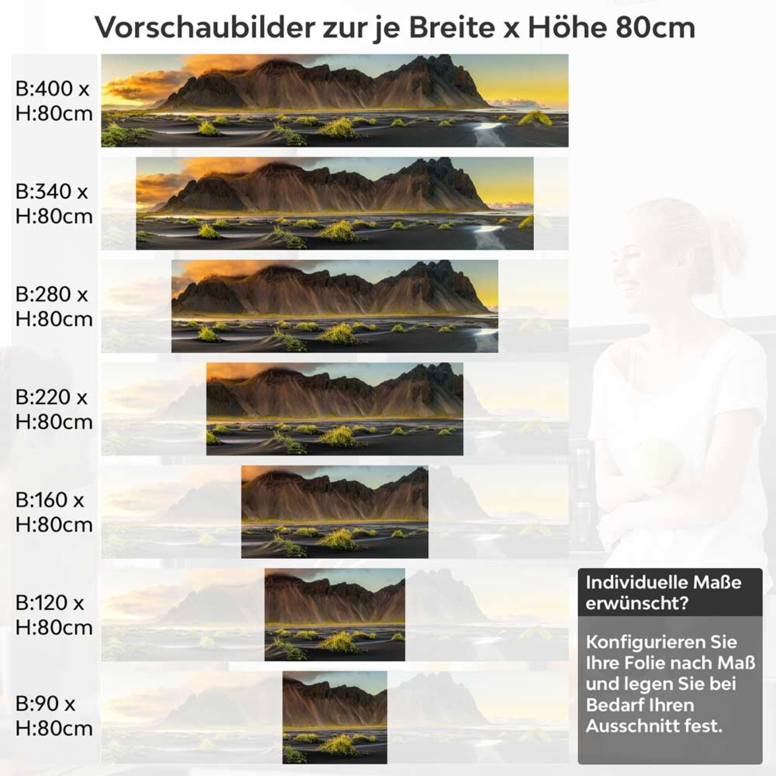 Küchenrückwand Folie Vulkanstrand Höhe 80cm
