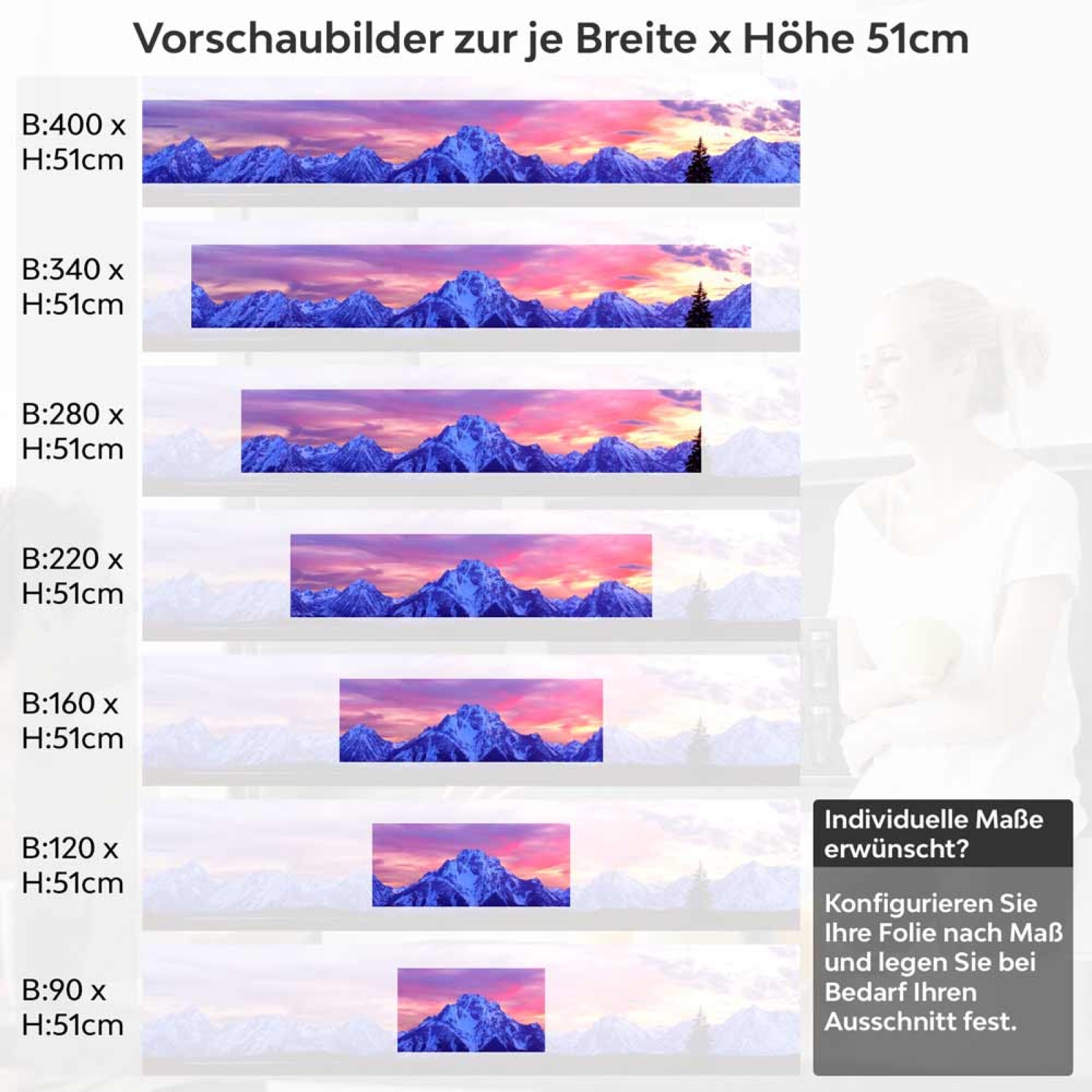 Küchenrückwand Folie Gipfel in violetter Dämmerung Höhe 51cm