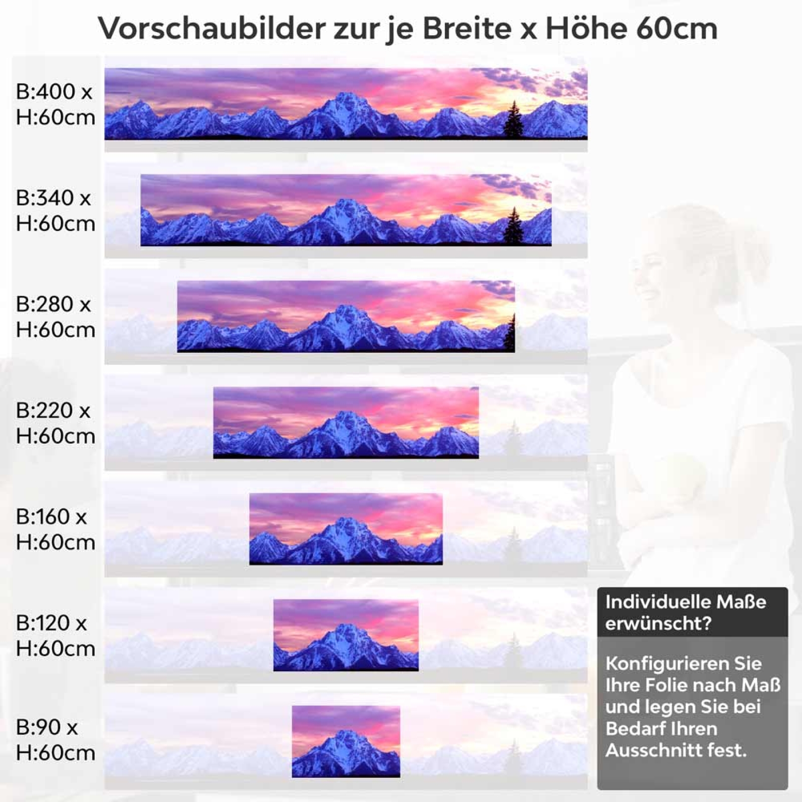 Küchenrückwand Folie Gipfel in violetter Dämmerung Höhe 60cm
