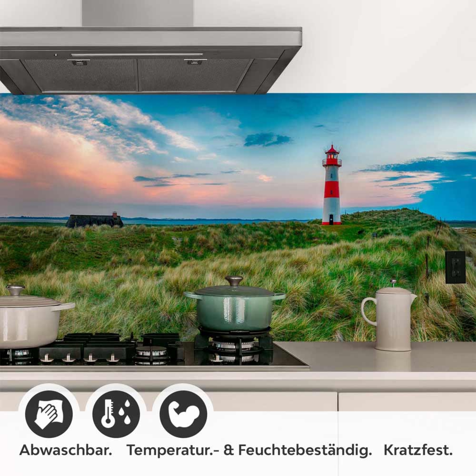 Küchenrückwand Folie Dünen, Leuchtturm & Meer Detailbild 1