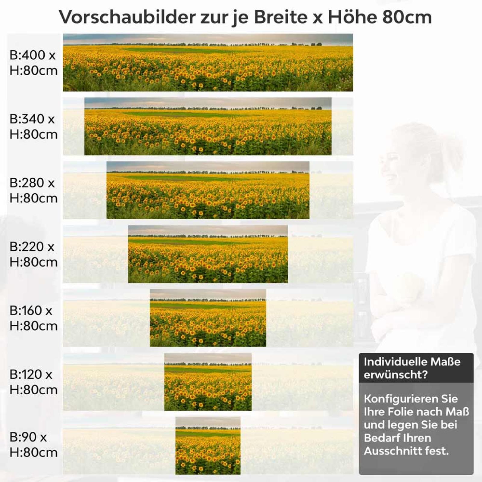 Küchenrückwand Folie Sonnenblumen Höhe 80cm