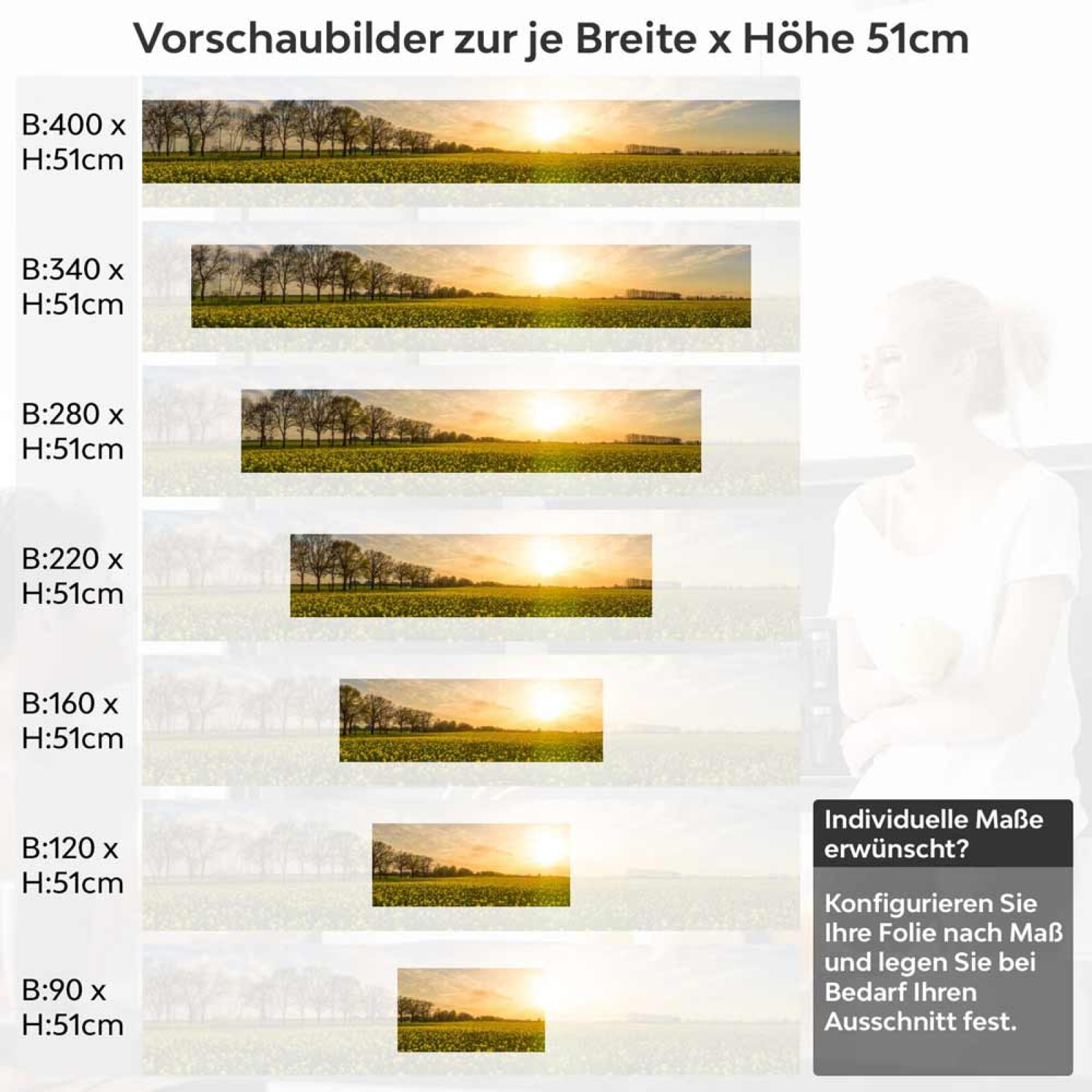 Küchenrückwand Folie Sonnenblumenallee Höhe 51cm