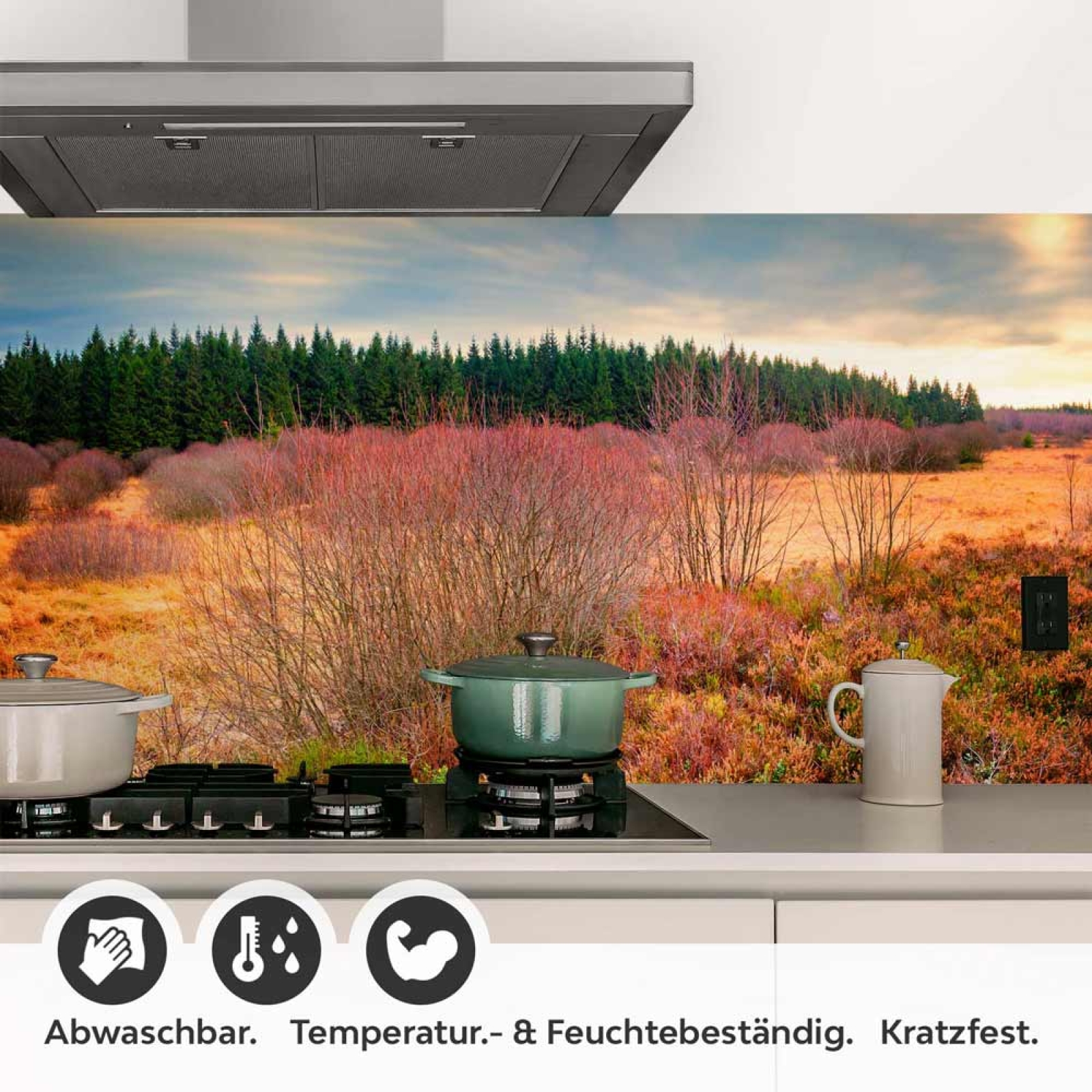 Küchenrückwand Folie Holzweg durch die Herbstlandschaft Detailbild 1
