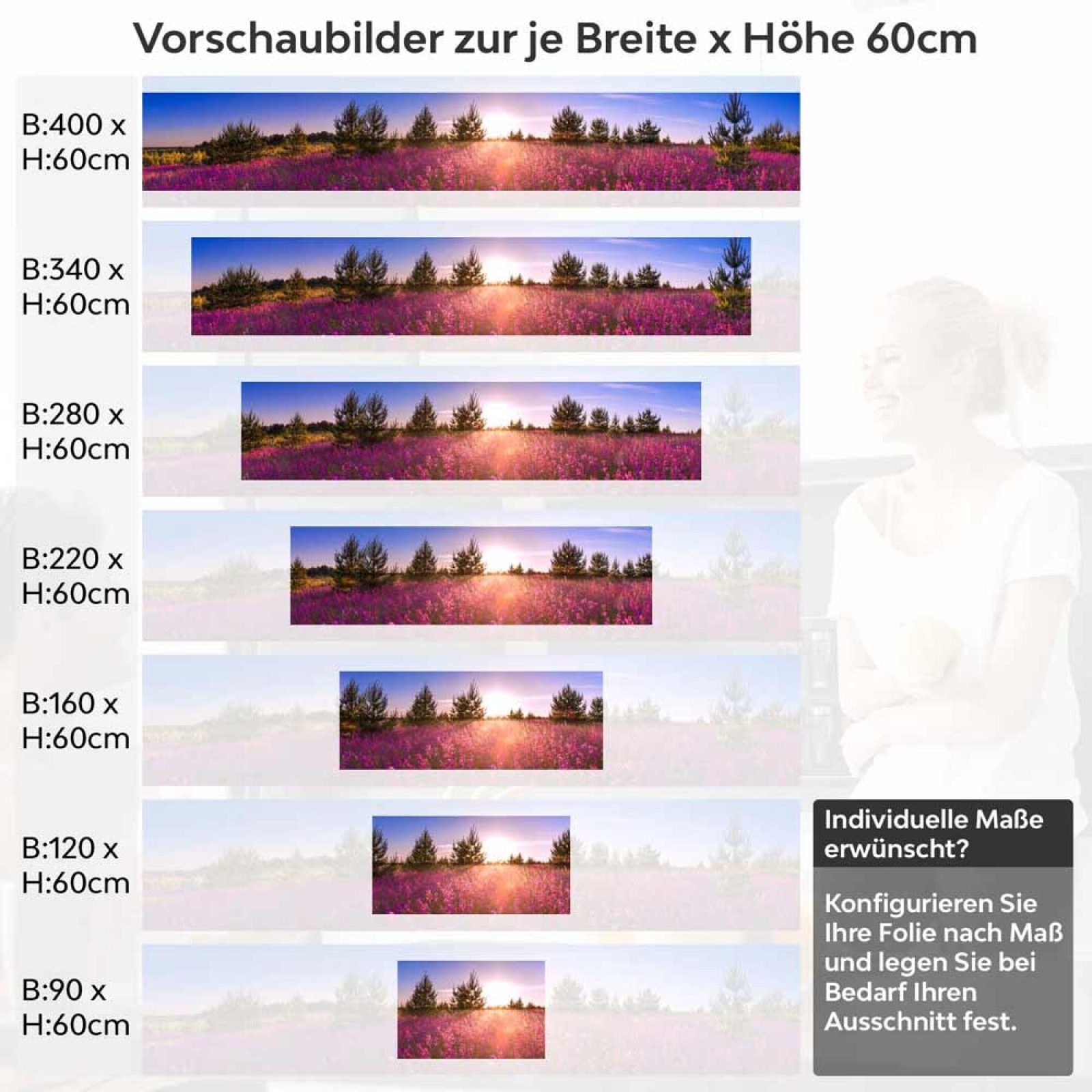 Küchenrückwand Folie Lavendelfeld Höhe 60cm