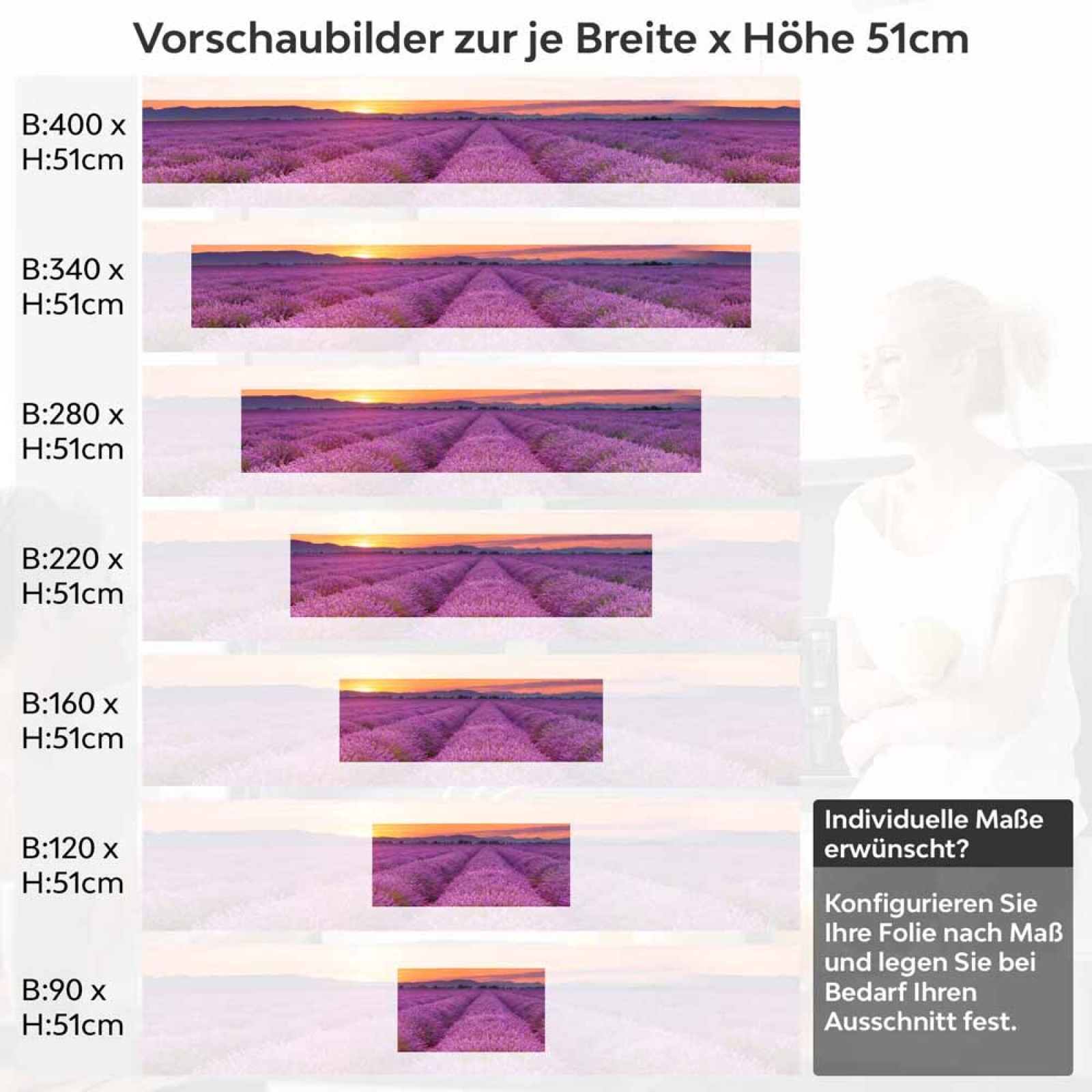 Küchenrückwand Folie Lavendel Panorama Höhe 51cm