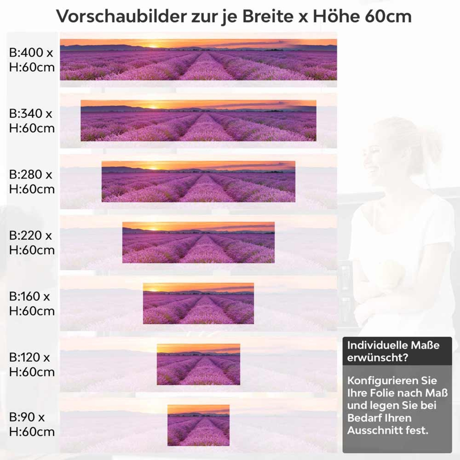 Küchenrückwand Folie Lavendel Panorama Höhe 60cm