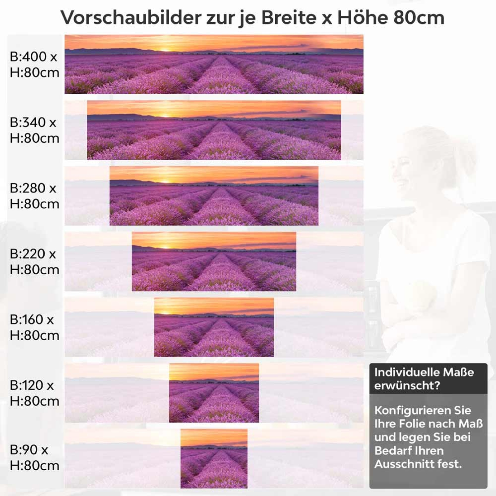 Küchenrückwand Folie Lavendel Panorama Höhe 80cm
