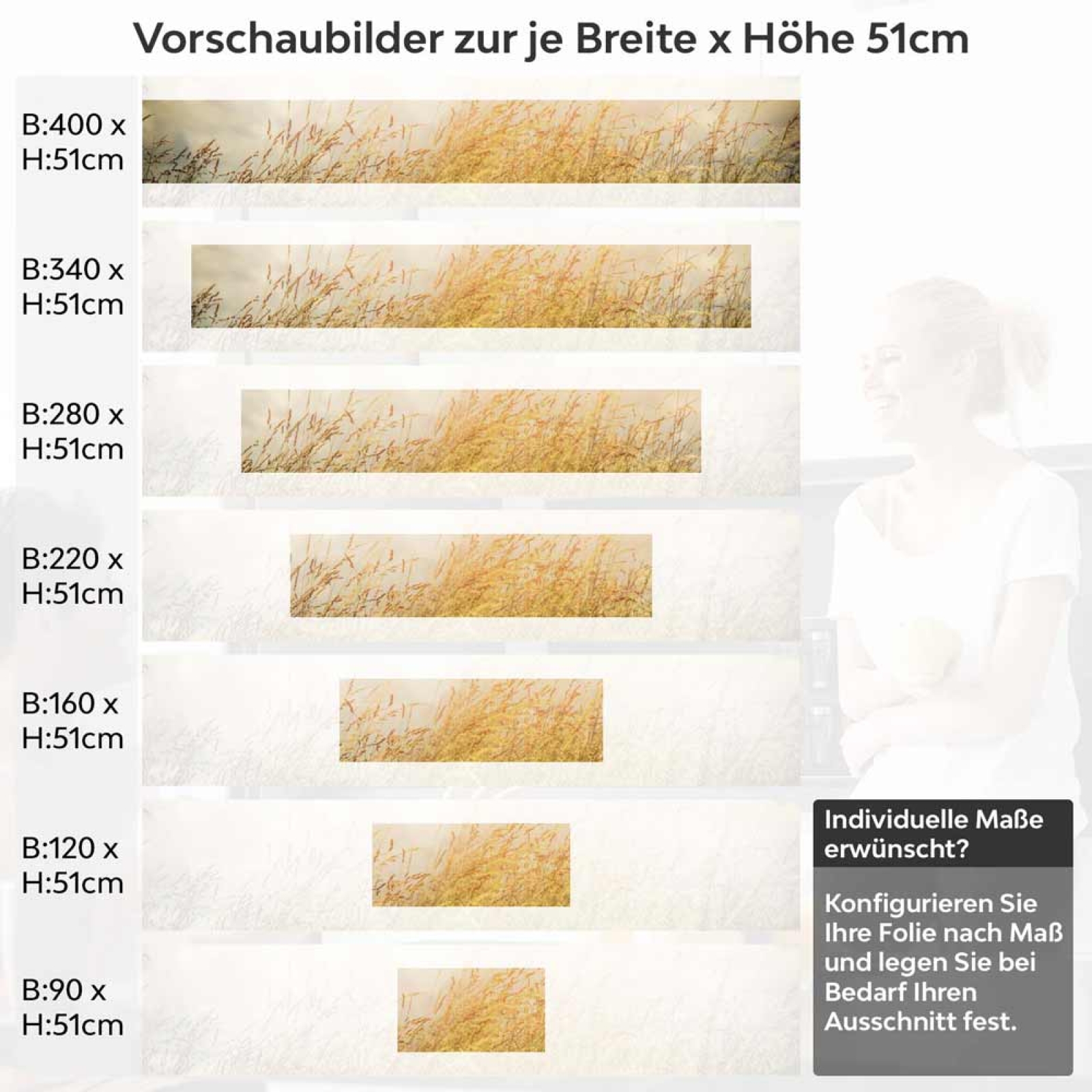 Küchenrückwand Folie Weizenfeld Höhe 51cm