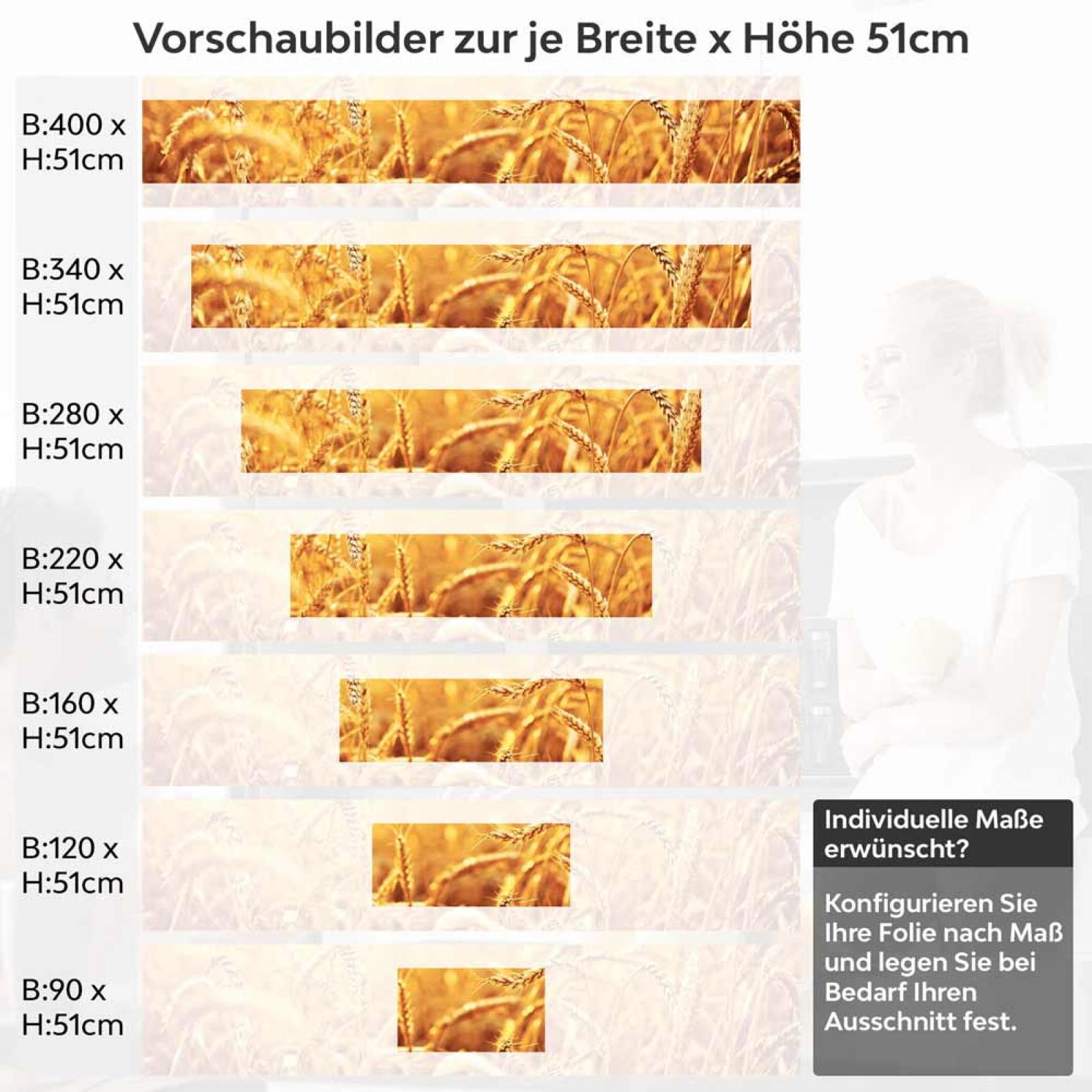 Küchenrückwand Folie Kornfeld Höhe 51cm