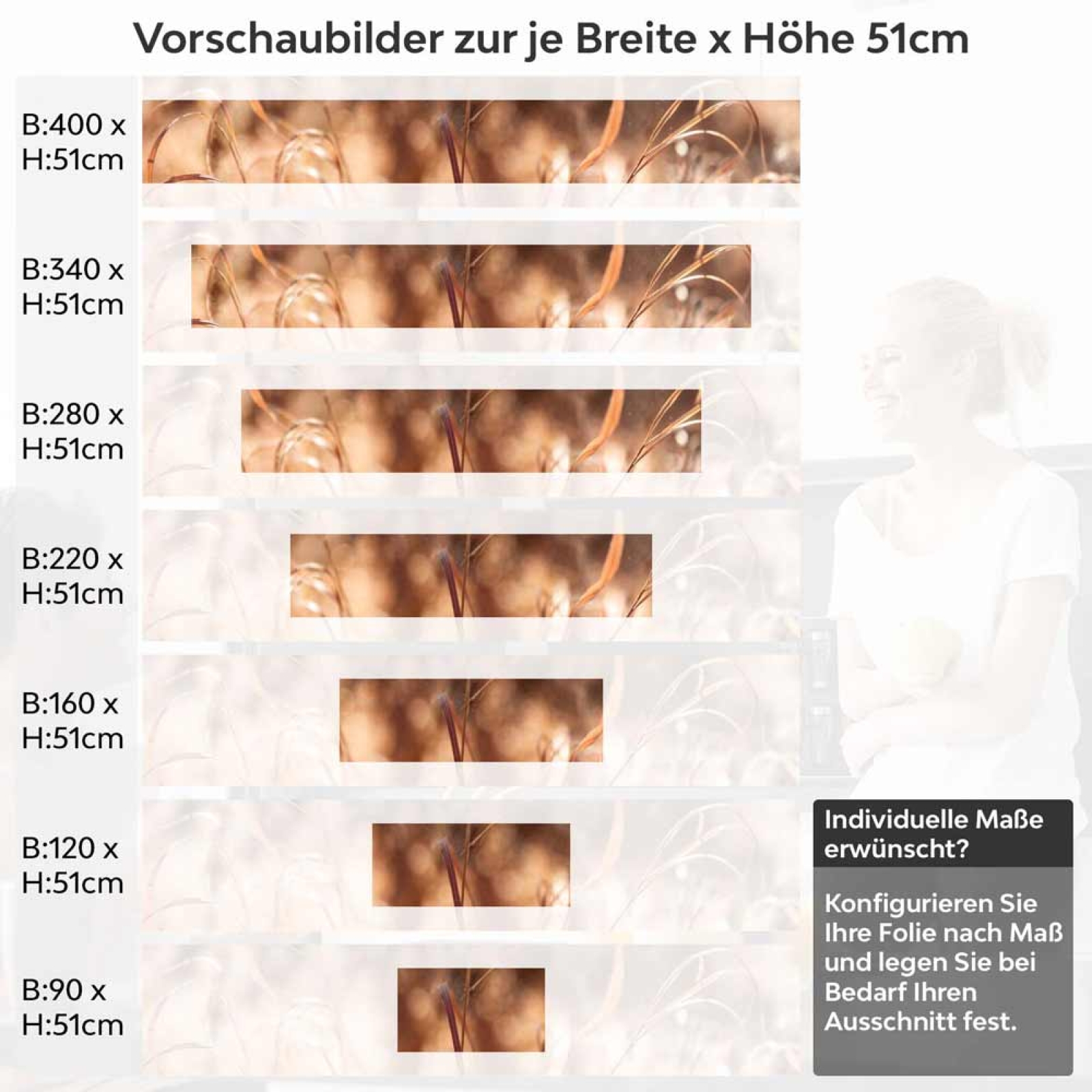 Küchenrückwand Folie Weizenidylle Höhe 51cm