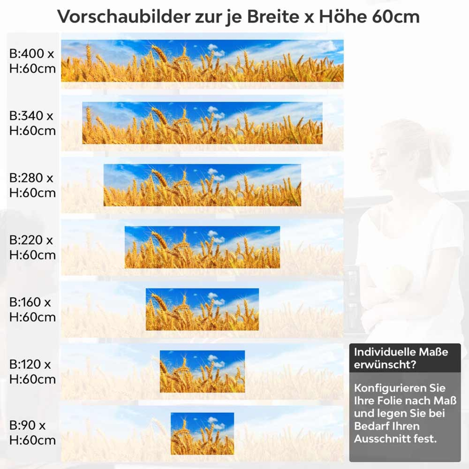 Küchenrückwand Folie goldener Weizenfeld Höhe 60cm