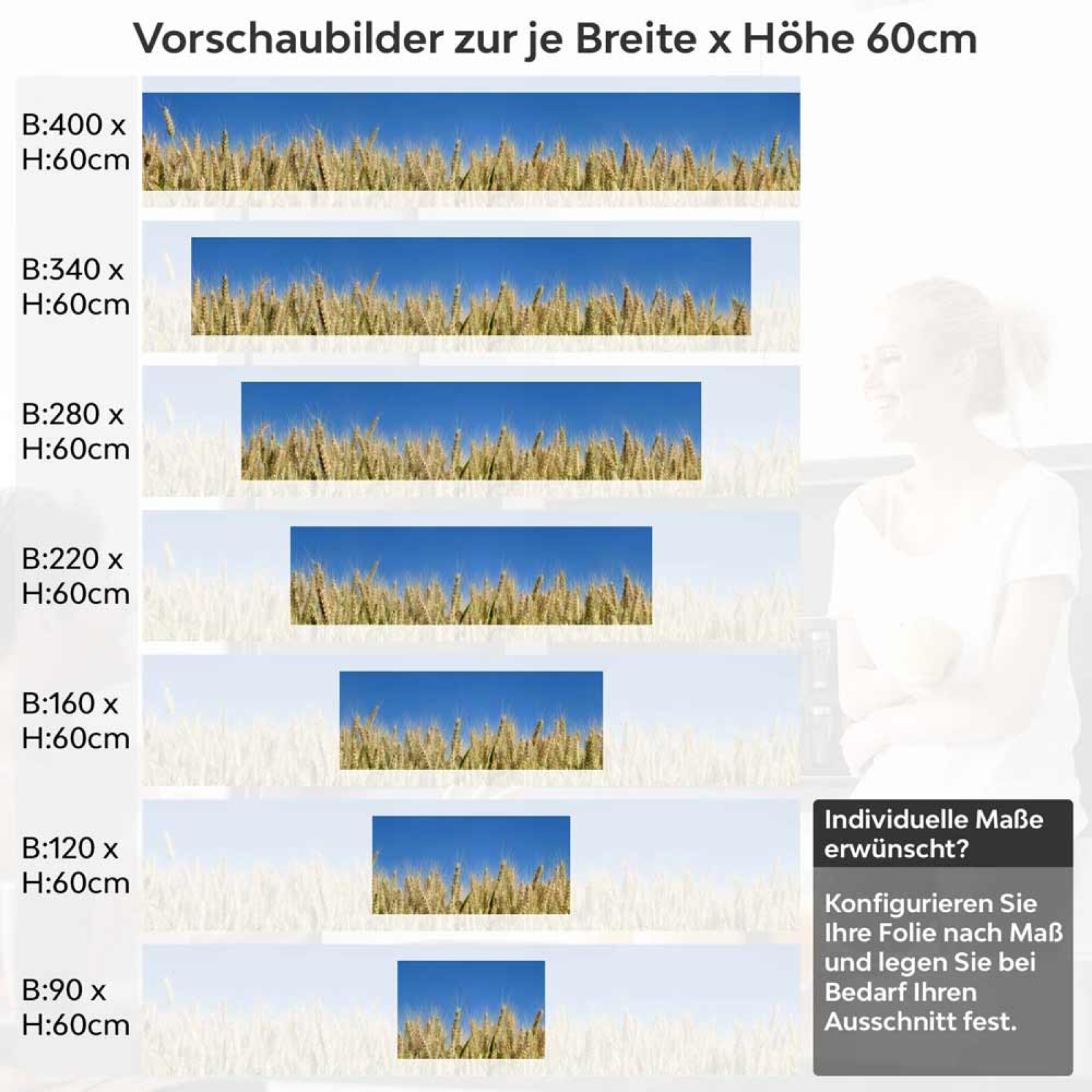 Küchenrückwand Folie Gersten Höhe 60cm