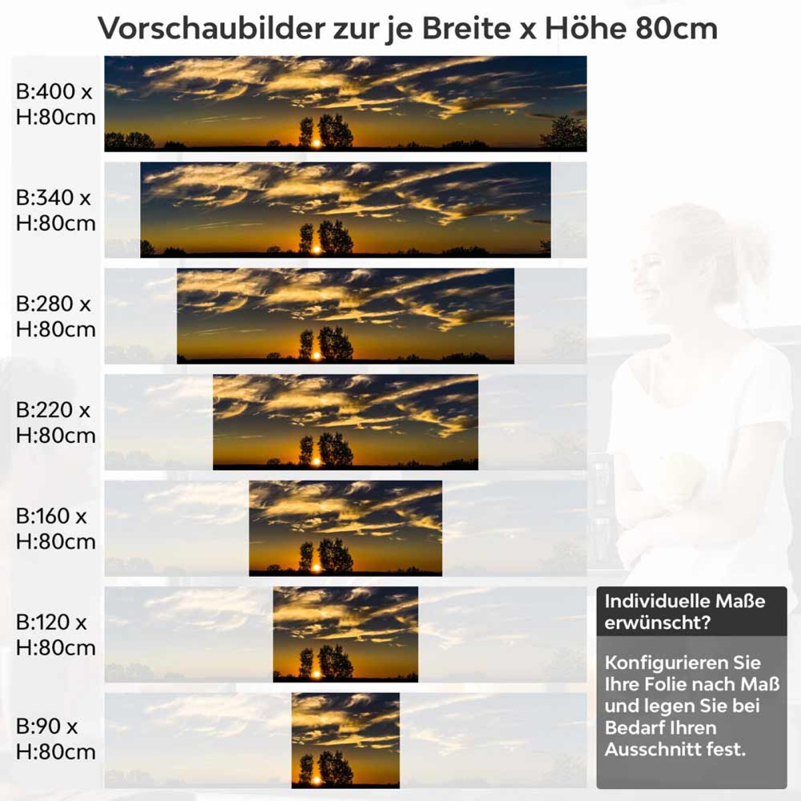 Küchenrückwand Folie Panorama Sunset Höhe 80cm