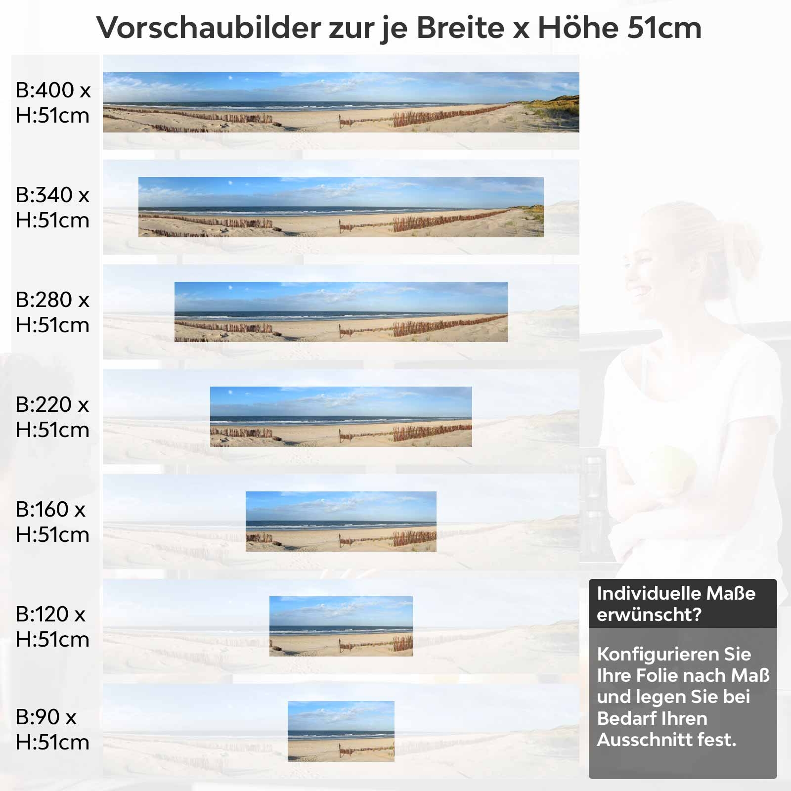 Küchenrückwand Folie Nordsee Spaziergang Variantenauswahl Vorschaubild Höhe 51cm