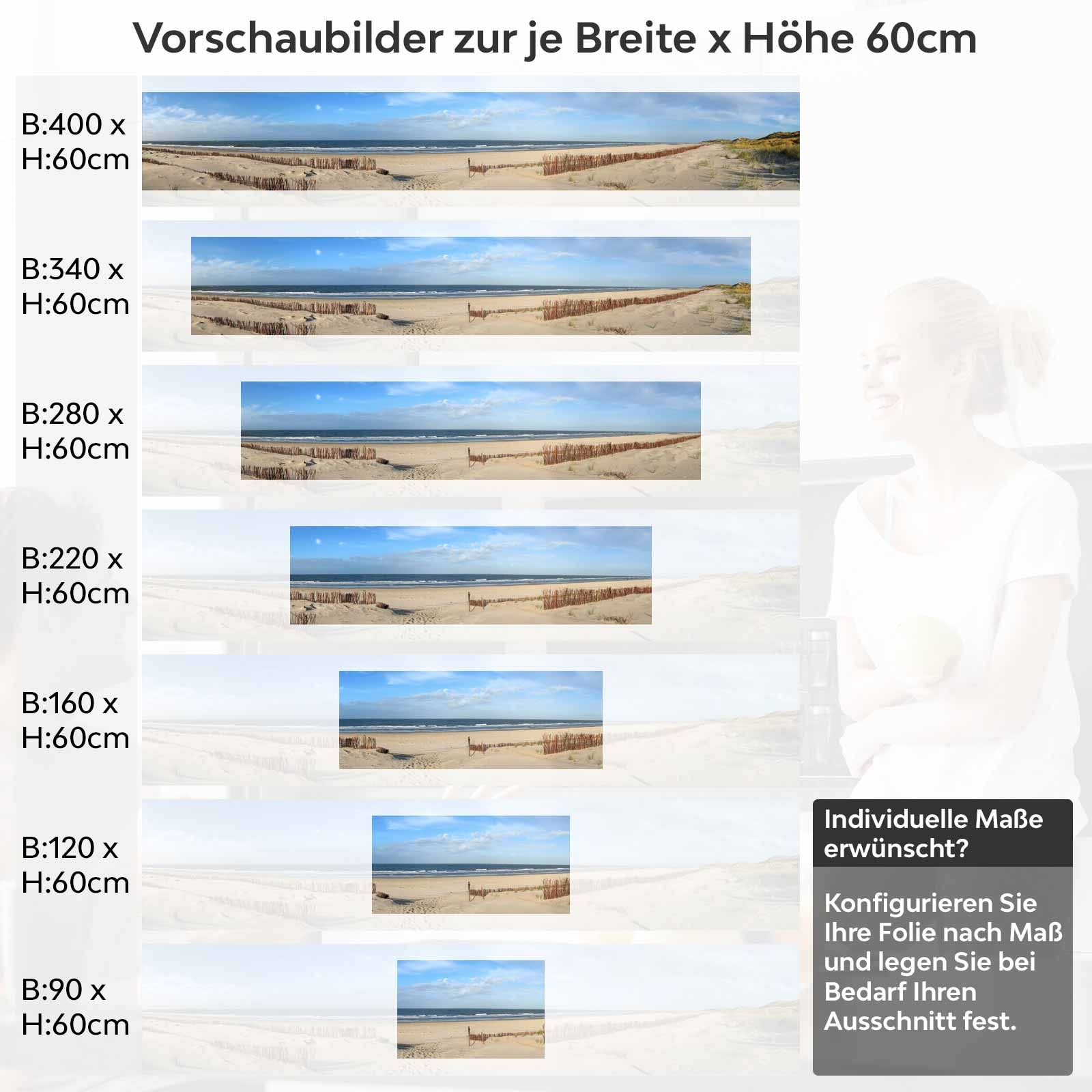 Küchenrückwand Folie Nordsee Spaziergang Variantenauswahl Vorschaubild Höhe 60cm
