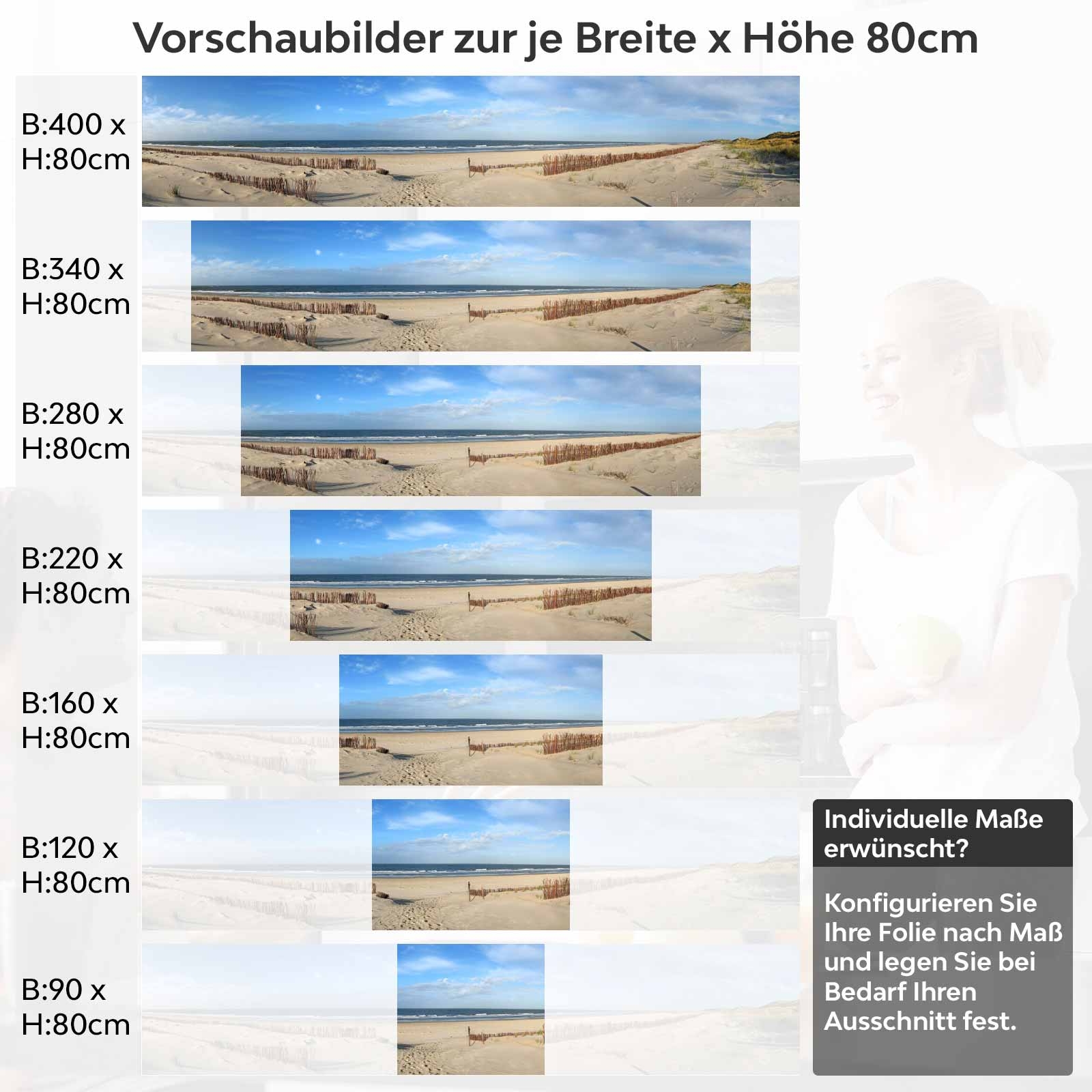 Küchenrückwand Folie Nordsee Spaziergang Variantenauswahl Vorschaubild Höhe 80cm