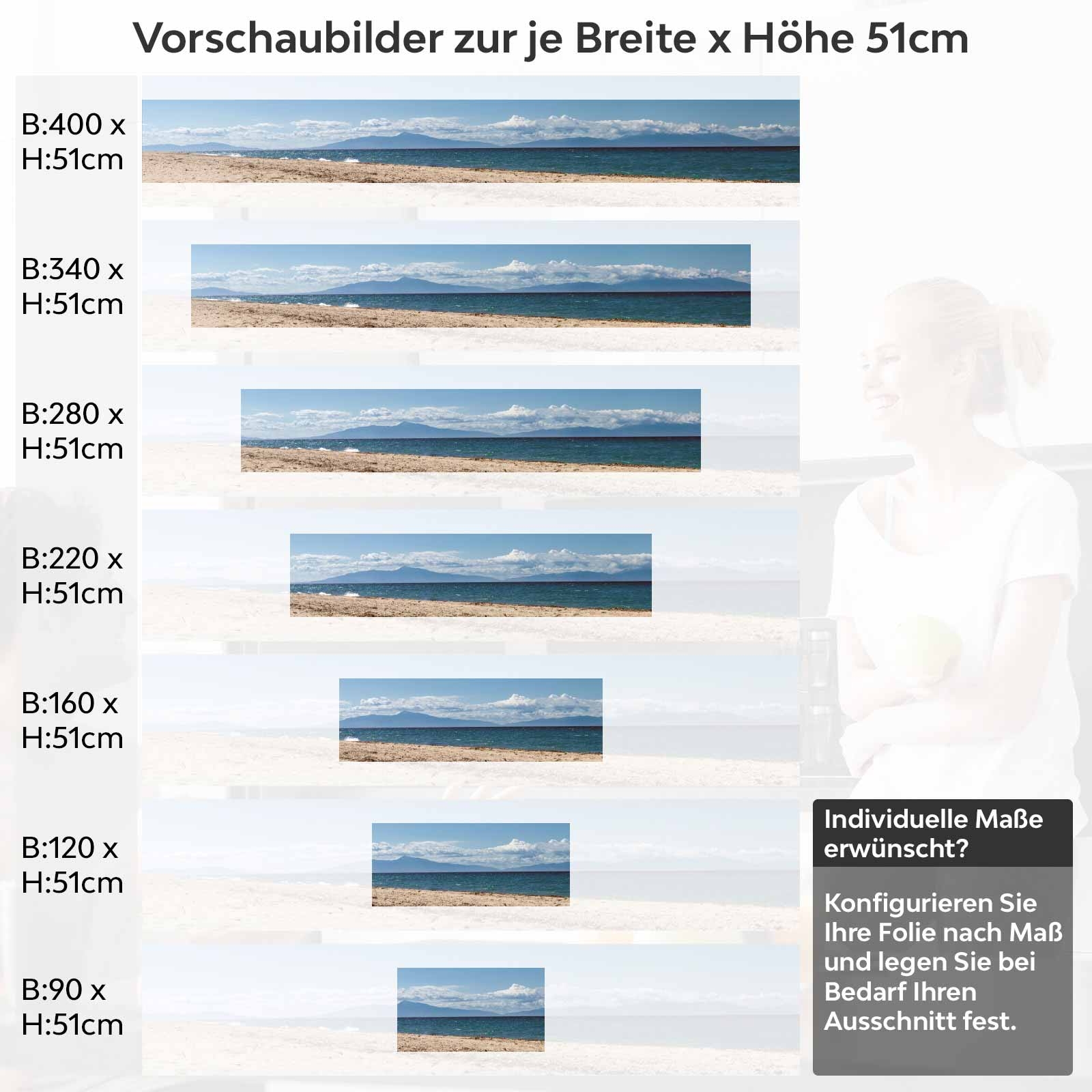 Küchenrückwand Folie naturnaher Strand Variantenauswahl Vorschaubild Höhe 51cm