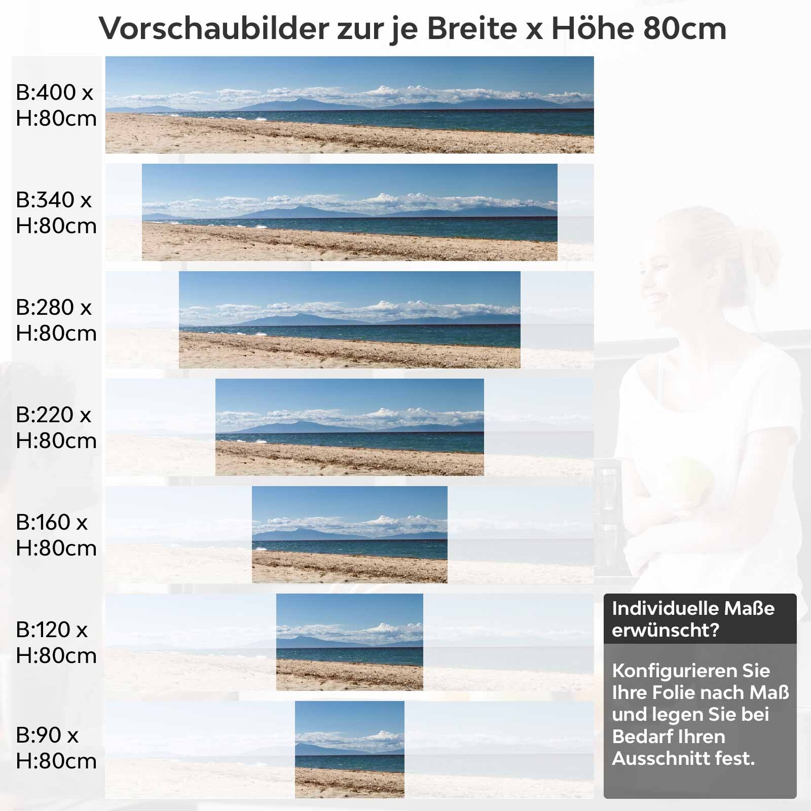 Küchenrückwand Folie naturnaher Strand Variantenauswahl Vorschaubild Höhe 80cm