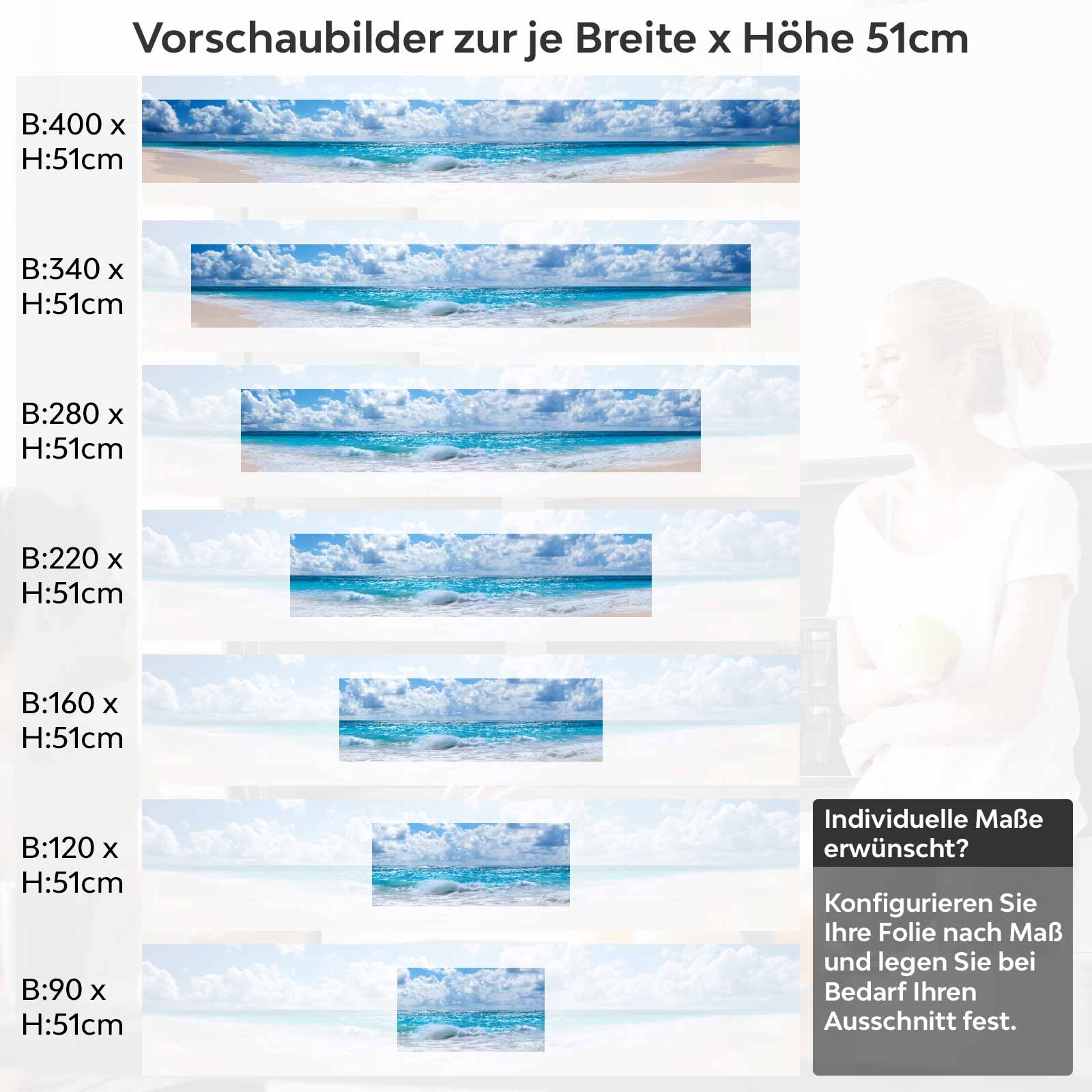Küchenrückwand Folie himmlischer Strand Variantenauswahl Vorschaubild Höhe 51cm