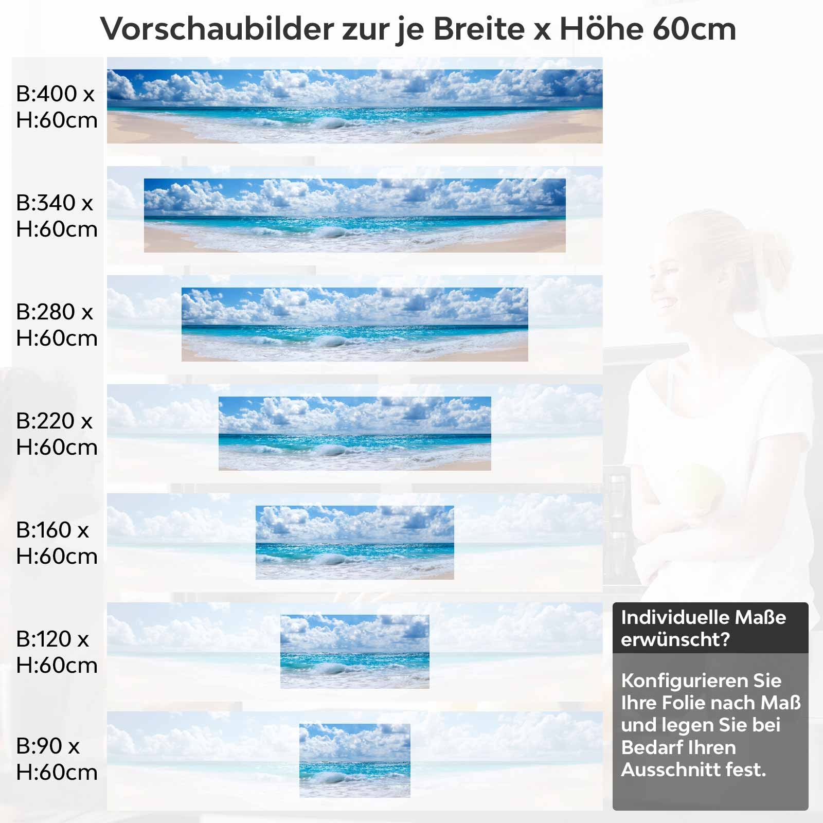 Küchenrückwand Folie himmlischer Strand Variantenauswahl Vorschaubild Höhe 60cm
